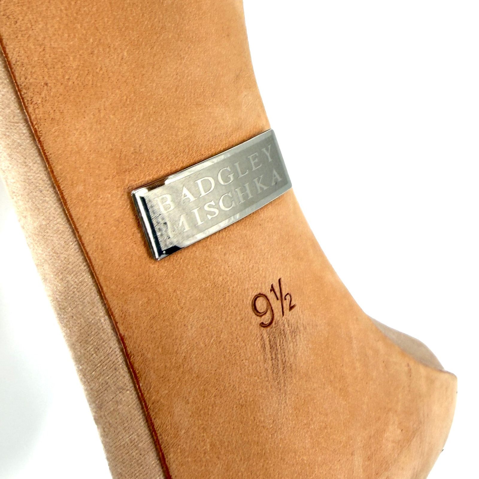 Badgley Mischka Rose Gold Strappy Crystal Encrusted Stiletto Heels Size US 9.5 / IT 39.5 - 8 Thumbnail