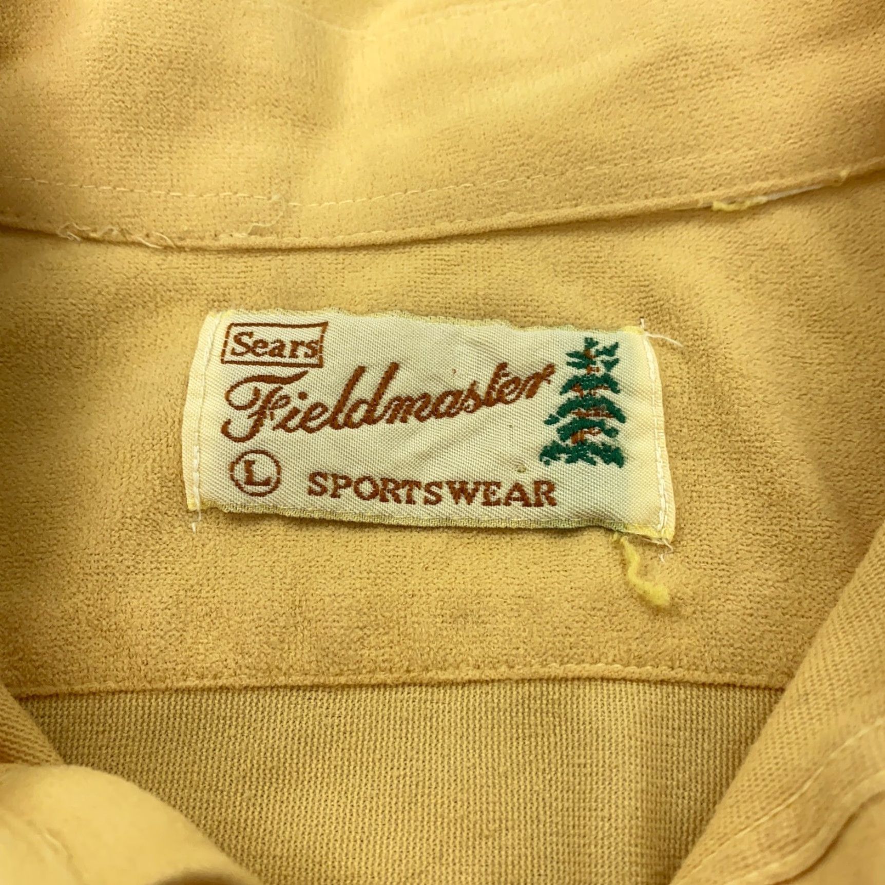 Sears VINTAGE Fieldmaster Sears Shirt Mens Large Pale Yellow 70s Button-Up Long Sleeve Collared Solid Workwear Casual Travel Jeans Shirts? Size US L / EU 52-54 / 3 - 5 Thumbnail
