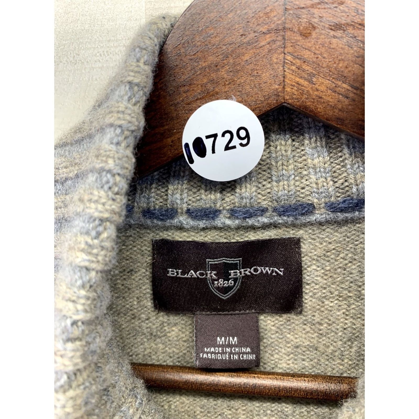 Vintage Black Brown 1826 Sweater Jacket Mens Full Zip Knit Beige Wool Blend M Medium-10729 Size US M / EU 48-50 / 2 - 2 Thumbnail