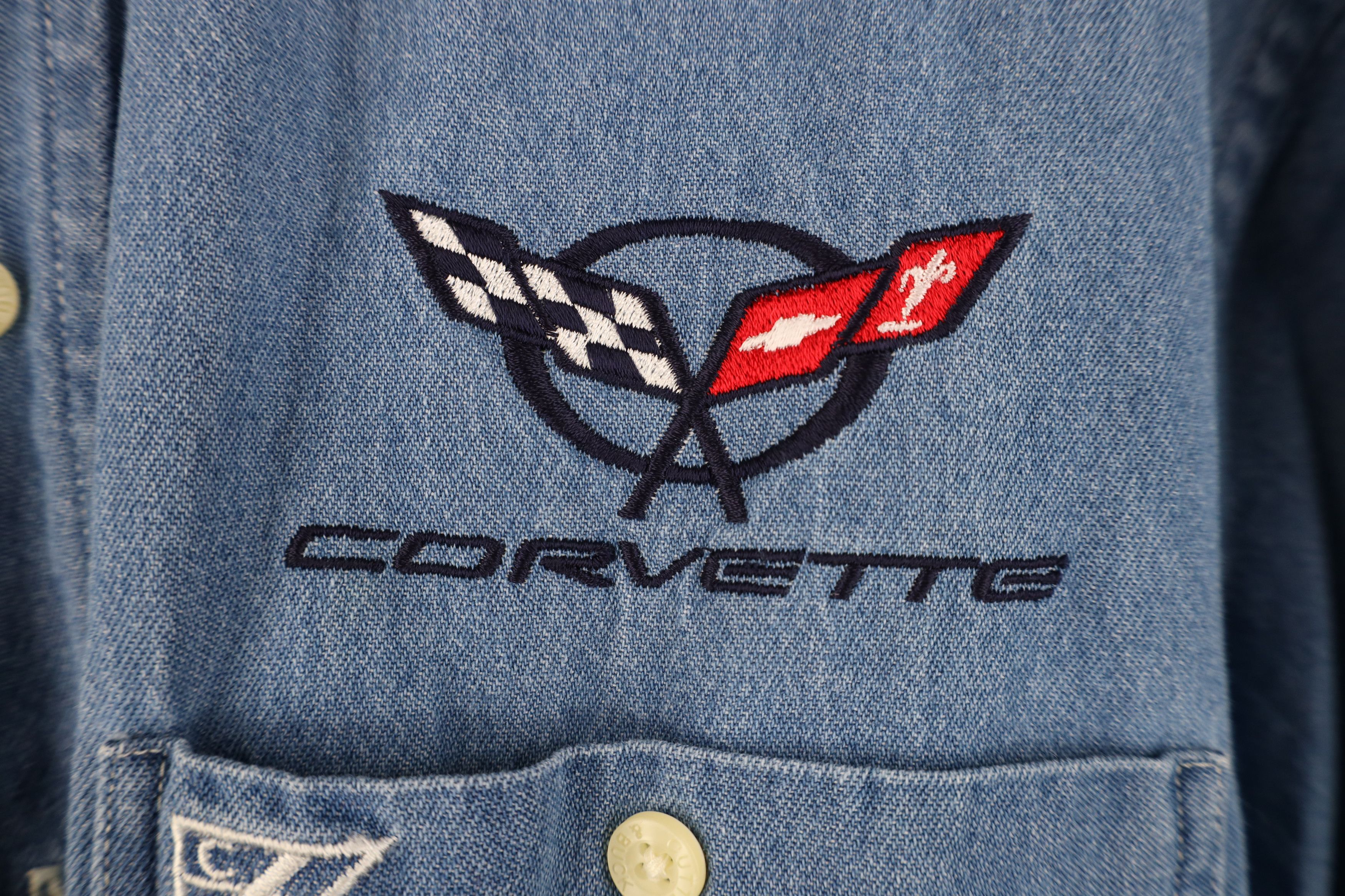Vintage Vintage 90s Y2K Corvette Racing Denim Button Down Shirt Size US S / EU 44-46 / 1 - 4 Thumbnail