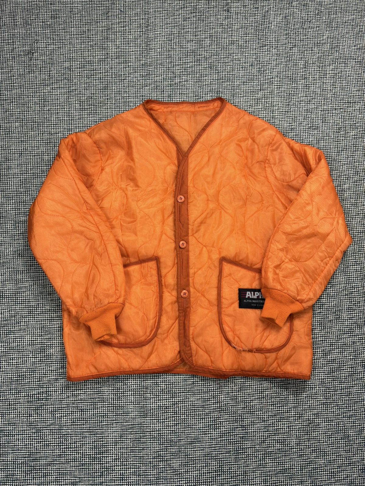 Alpha Industries 90s Alpha industries made in U.S.A. Orange liner Bomber jckt Size US XL / EU 56 / 4 - 3 Thumbnail