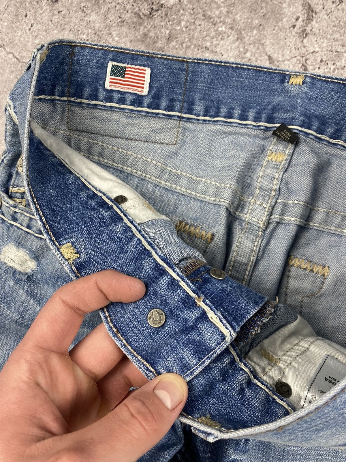 Japanese Brand × True Religion × Vintage Crazy Vintage Y2K True Religion Faded Distressed Baggy Jeans Size US 31 - 8 Thumbnail