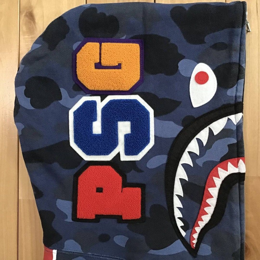 Bape BAPE × PSG Shark full zip Hoodie a bathing ape blue camo Size US M / EU 48-50 / 2 - 5 Thumbnail
