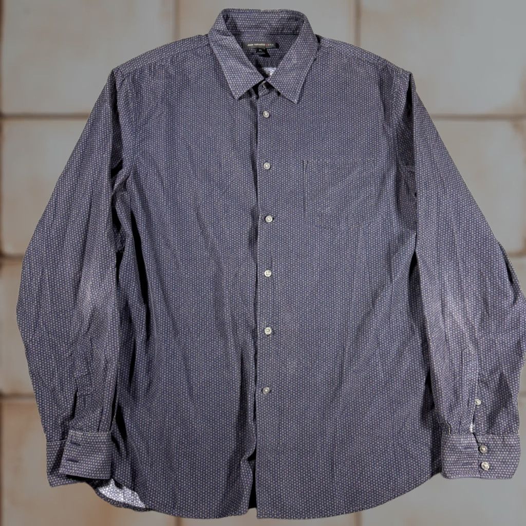 John Varvatos John Varvatos Blue Corduroy Shirt Men XL Polka Dot All Over Print Button Size US XL / EU 56 / 4 - 1 Thumbnail
