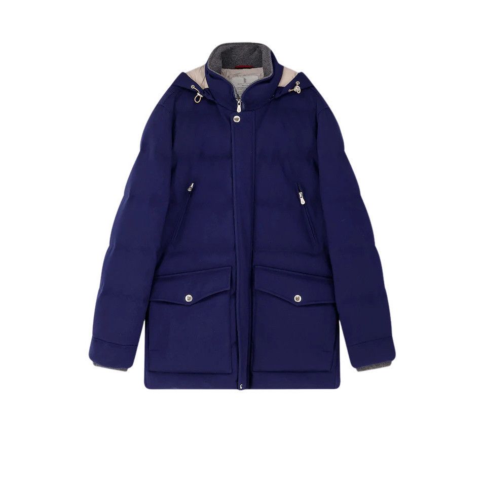 Brunello Cucinelli BRUNELLO CUCINELLI $7300 Indigo Wool Down Jacket New & Authe Size US XL / EU 56 / 4 - 1 Thumbnail