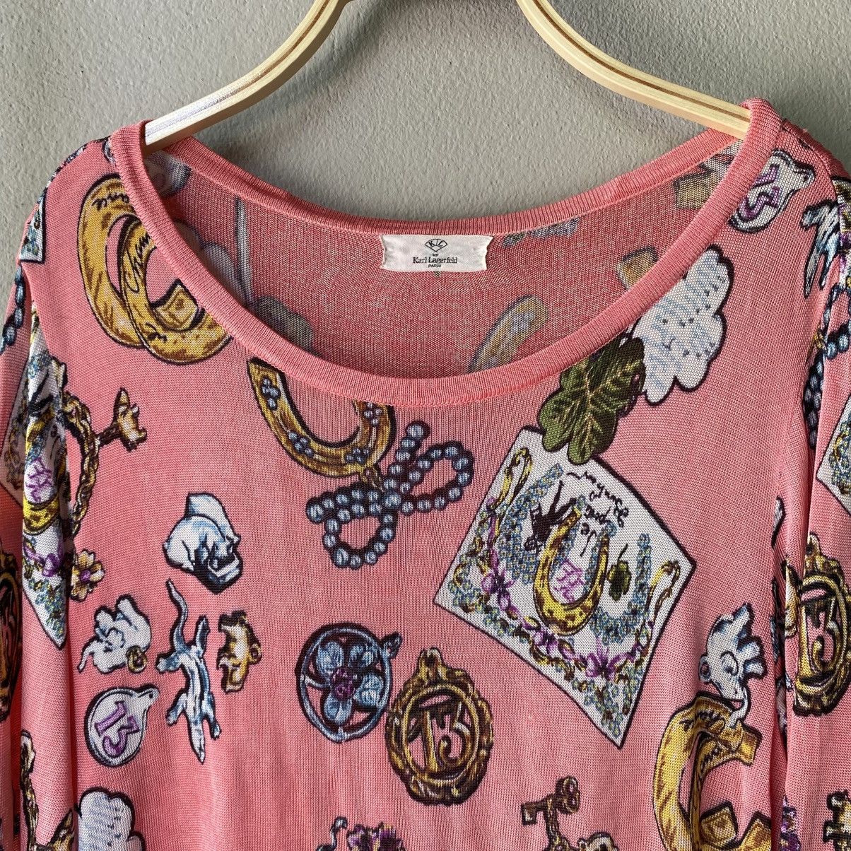 Karl Lagerfeld Karl Lagerfeld Pink Graphic Print Long Sleeve Top Size S / US 4 / IT 40 - 4 Thumbnail