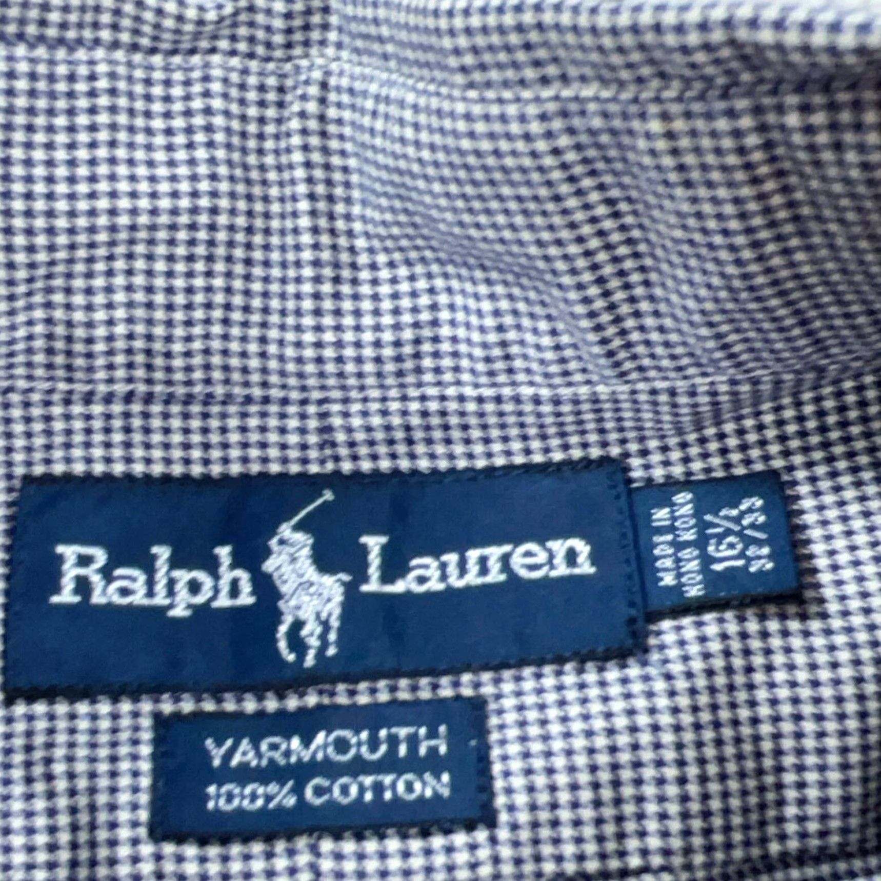 Ralph Lauren Ralph Lauren Shirt Men 16.5 32 Blue Button Up Yarmouth Houndstooth Plaid Pocket Classic Button-Down Size US L / EU 52-54 / 3 - 3 Thumbnail