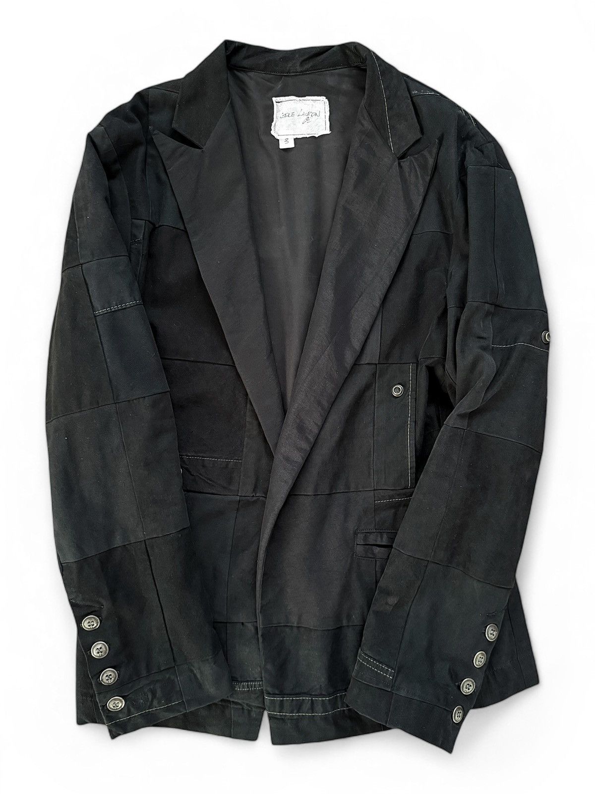 Sz3 1/1 Black Workwear Tux Ollie Blazer Patchwork Jacket