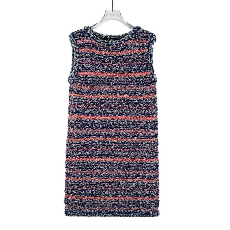 Chanel chanel Colour-blocked cotton woven tweed round-neck short- Size XS / US 0-2 / IT 36-38 - 1 Thumbnail