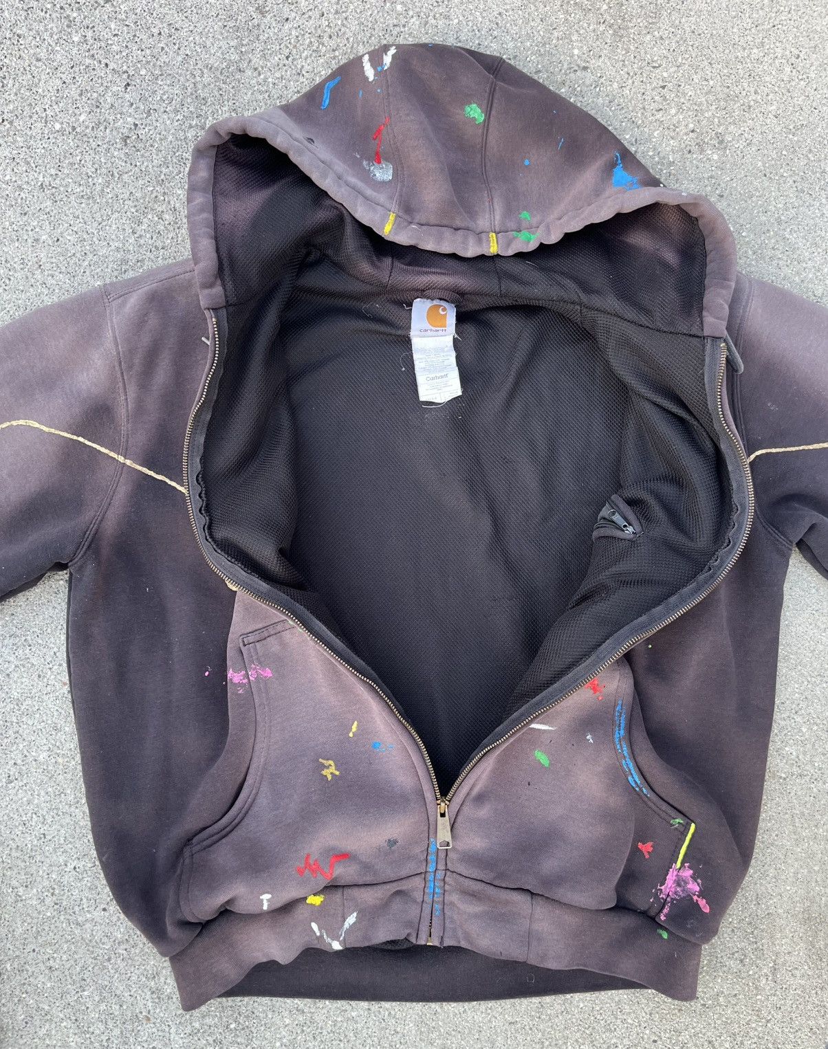 Carhartt Custom Carhartt Thermal Zip Up Hoodie Sun Fade Distressed Size US L / EU 52-54 / 3 - 8 Thumbnail