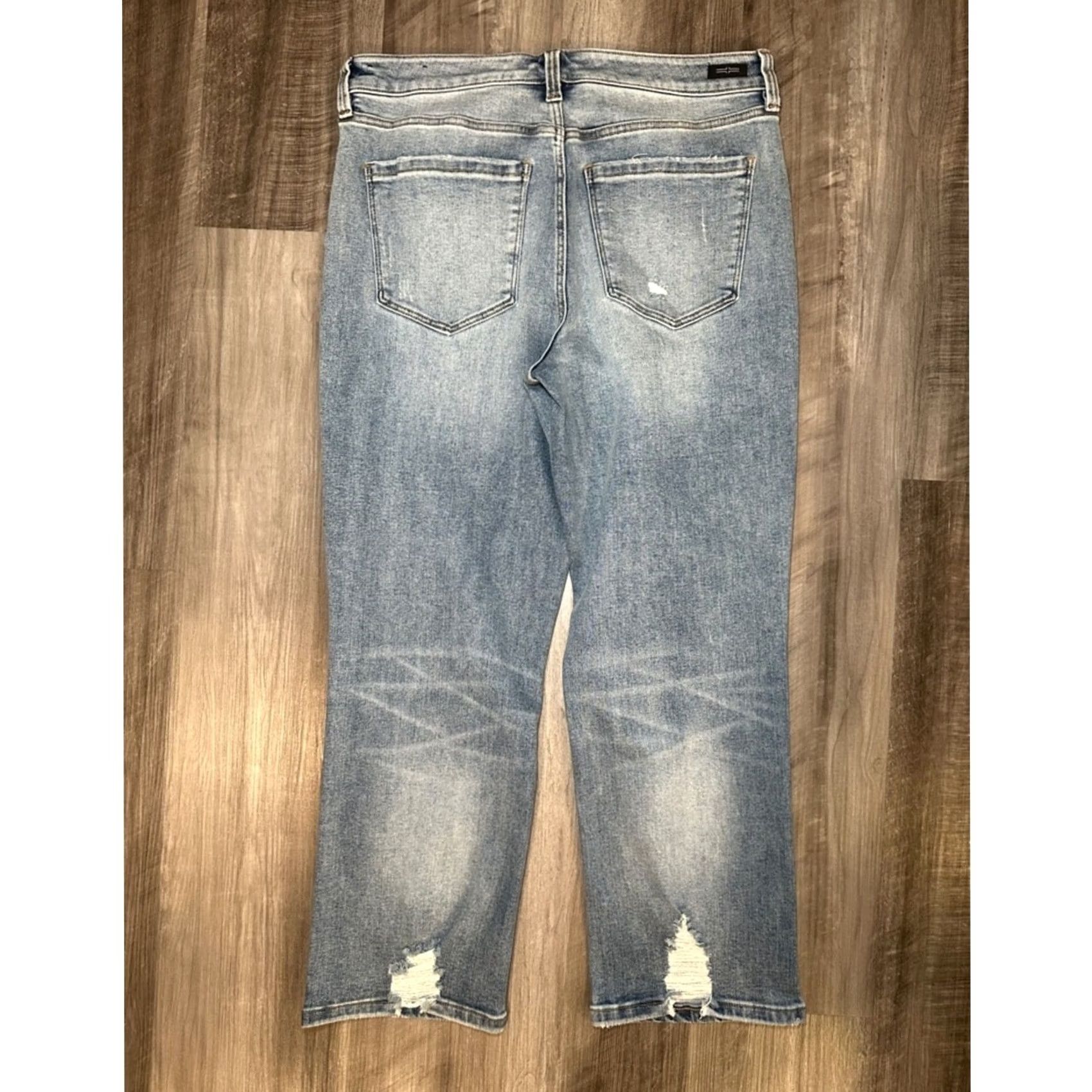 Vintage VINTAGE Liverpool Jeans Molly Cropped Distressed Daroga Blue 12 Women's 12 Cropped Jeans Blue Distressed Crop Straight 27" Inseam Mens Womens Girls Size 34" / US 12 / IT 48 - 2 Thumbnail