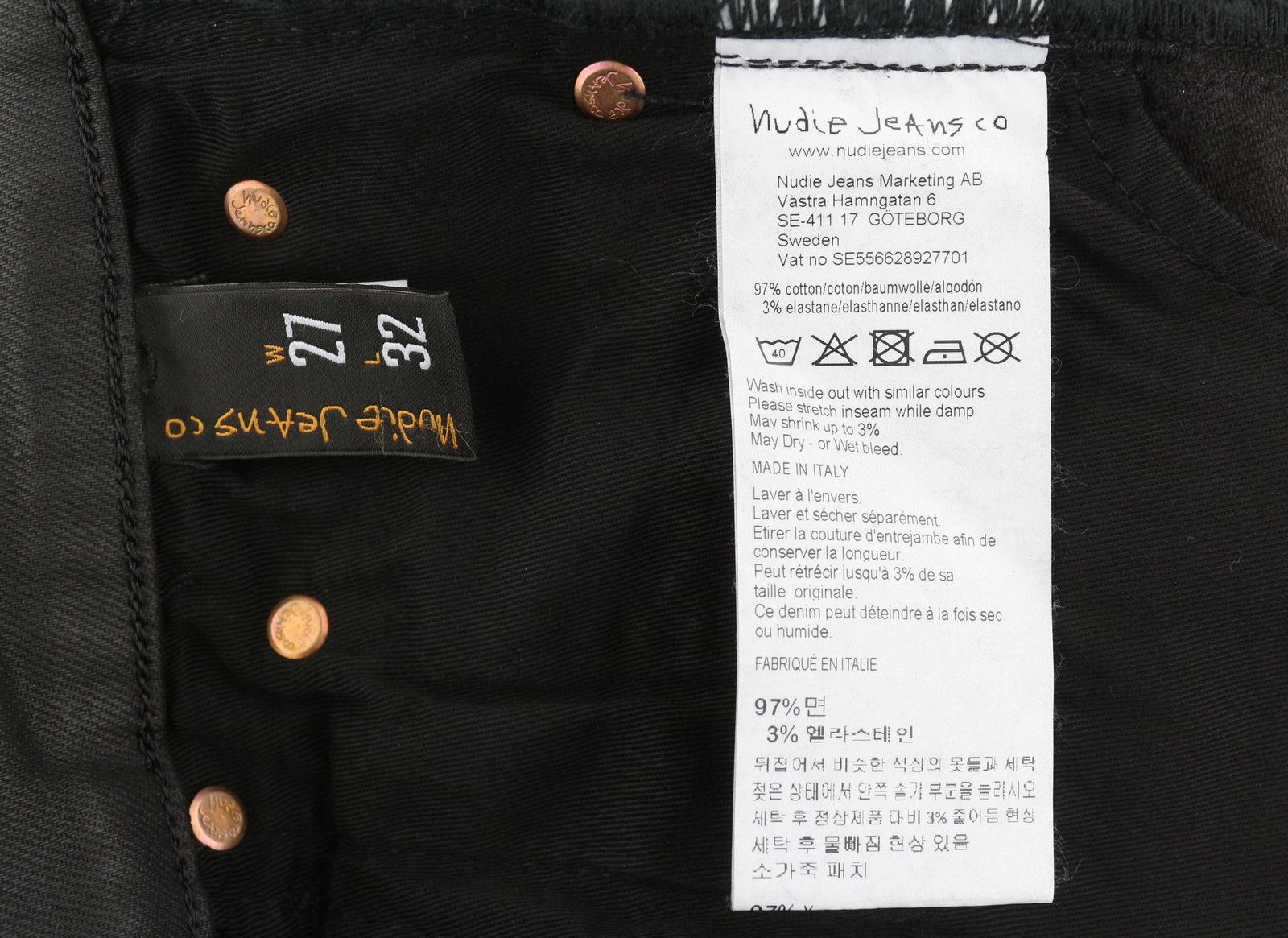 Nudie Jeans HIGHTOP TILDE PAINTED BLACK W27/L32 Coated Skinny 87254 Size 27" / US 4 / IT 40 - 6 Thumbnail