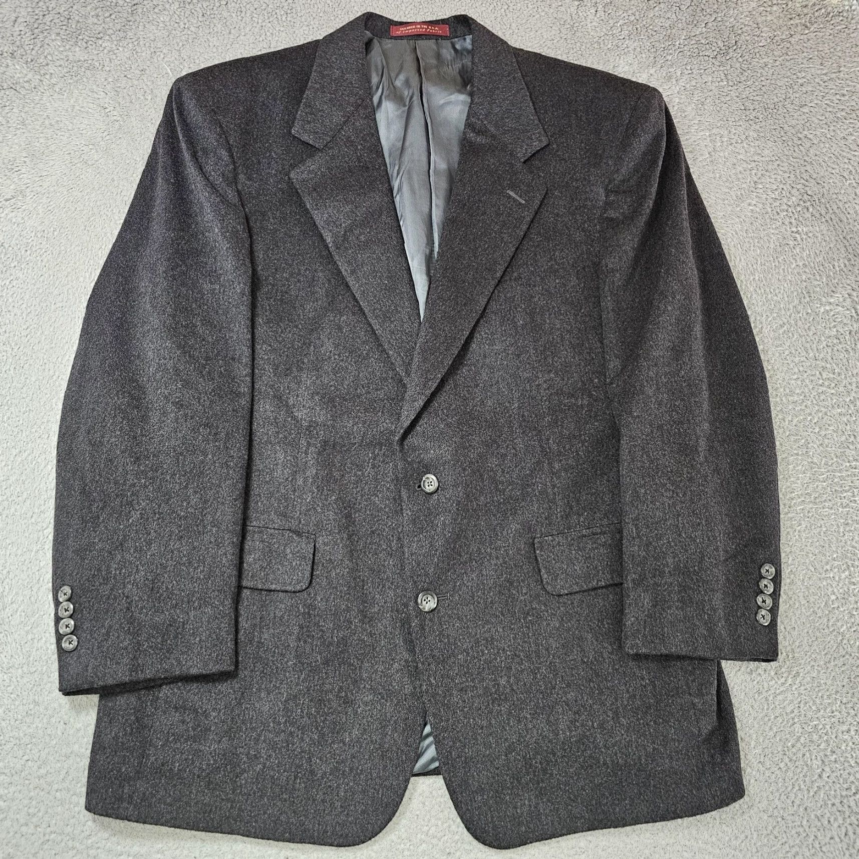 Nordstrom Loro Piana Sport Coat Mens 46 Gray 100% Cashmere Two-Button Notch Lapel Black/Charcoal Gray Solid Jacket Coat Business Formal Wedding USA Size US S / EU 44-46 / 1 - 7 Thumbnail