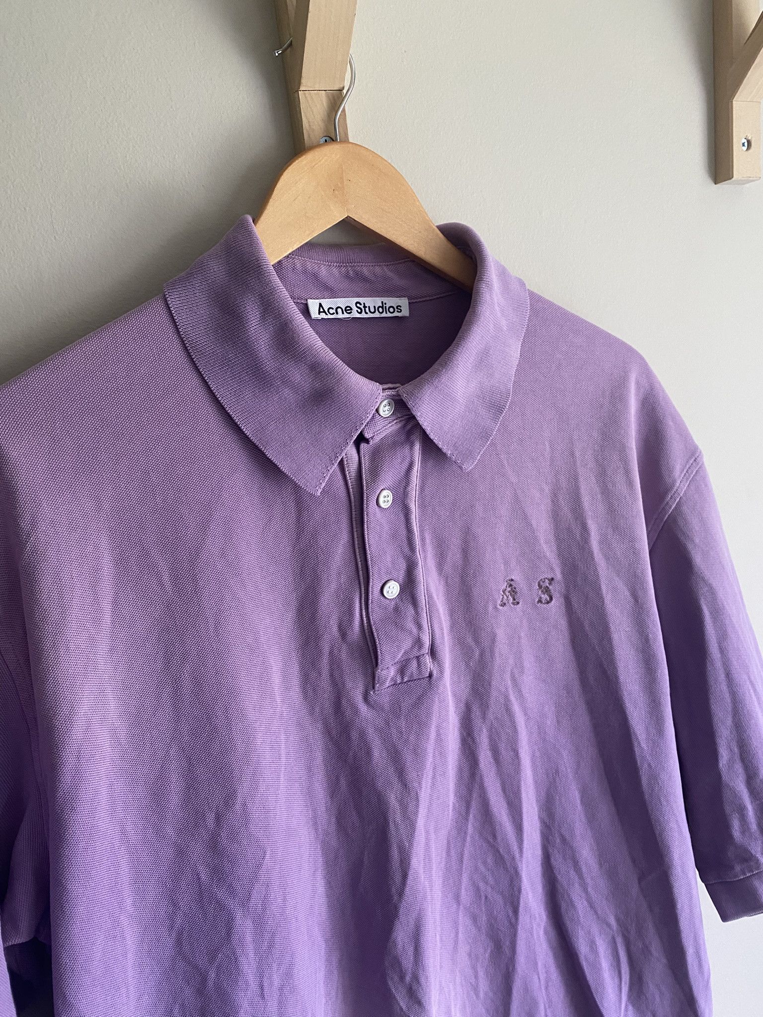 Acne Studios $300 - Cotton Polo Shirt - Washed Lilac Size US S / EU 44-46 / 1 - 5 Thumbnail