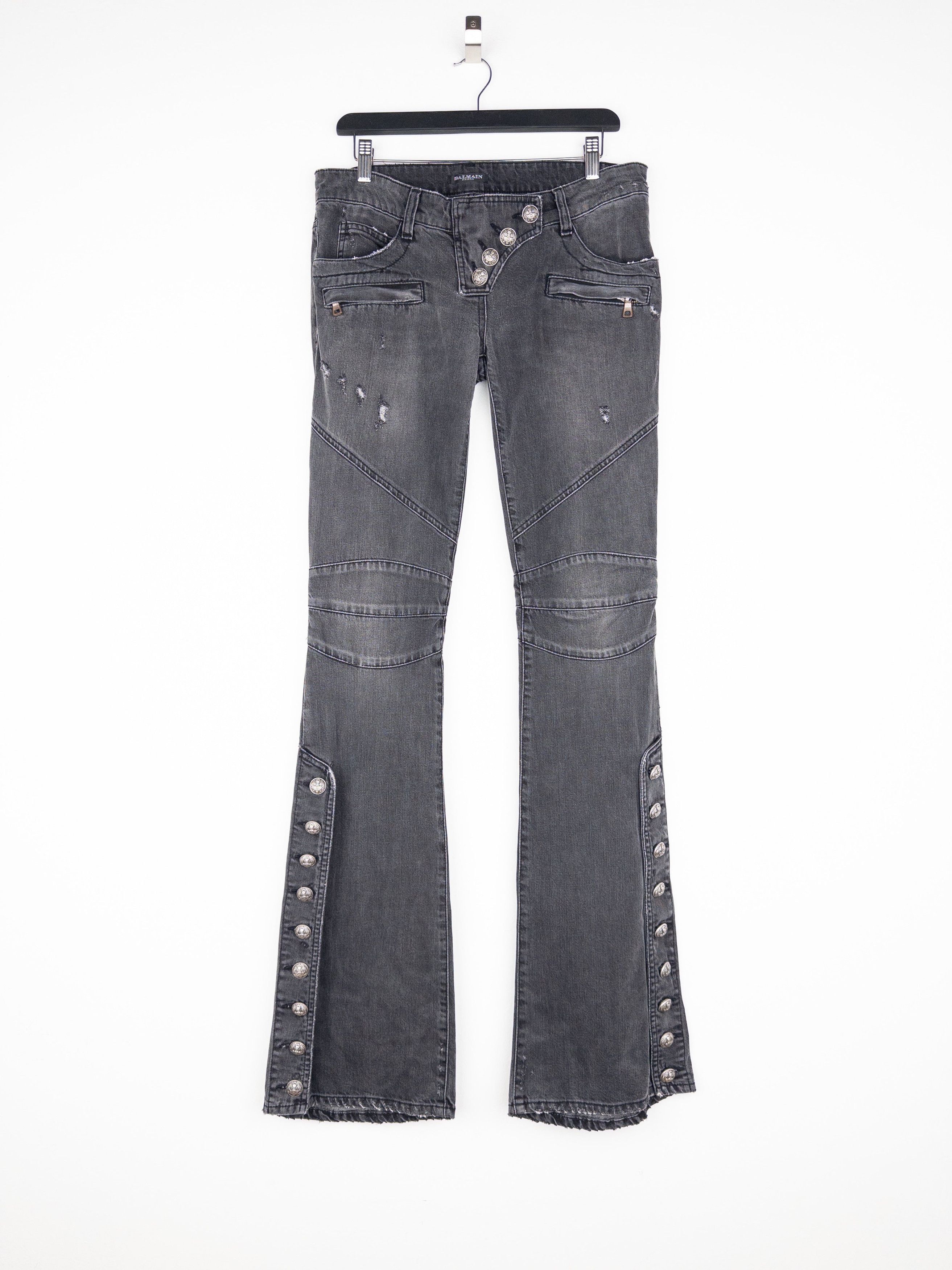 Balmain by Decarnin AW10 Flared Napoleon Biker Denim Jeans Size 27" / US 4 / IT 40 - 1 Thumbnail