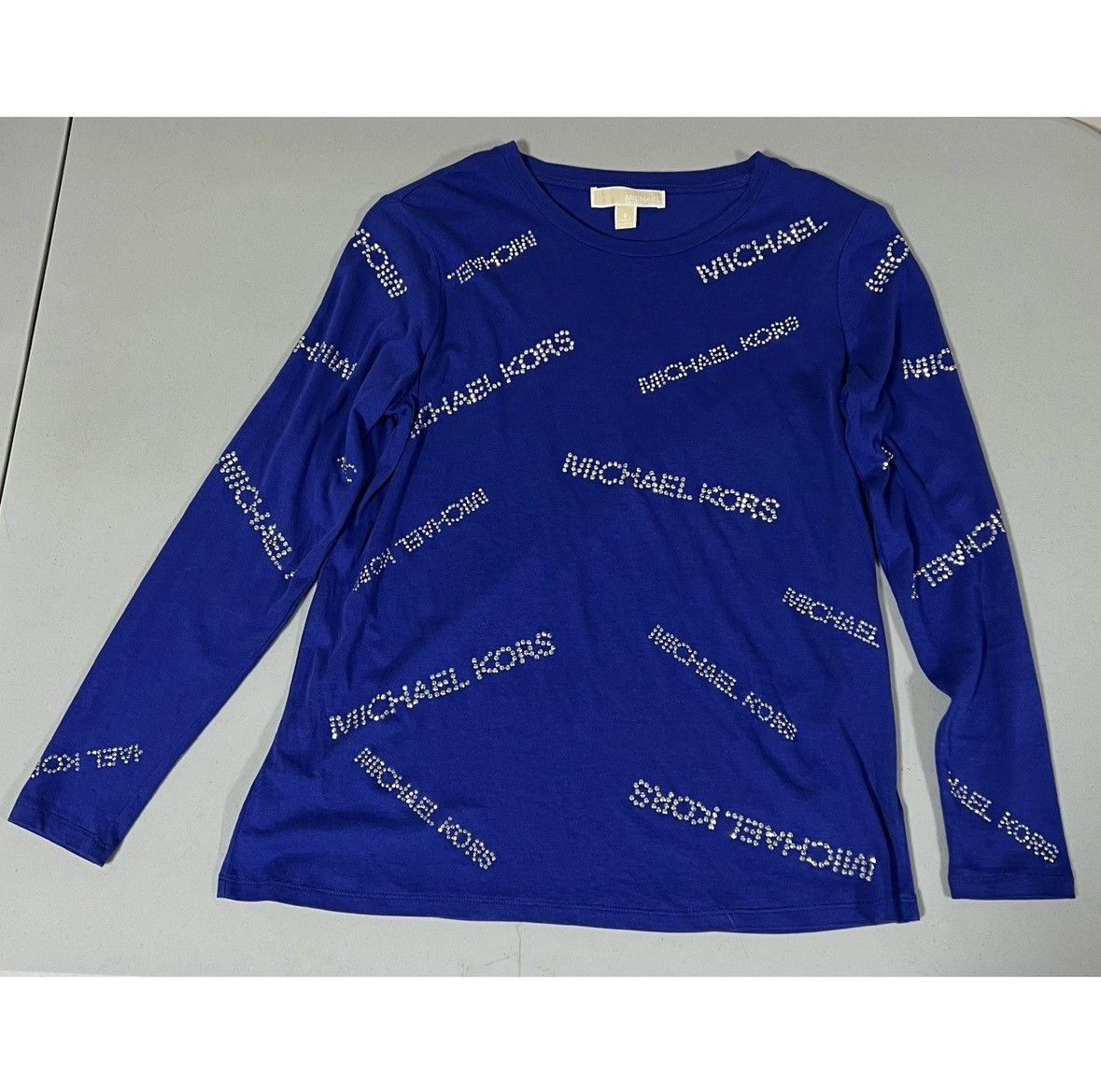 Michael Kors Michael Kors Blue Diamond Logo Shirt Top Blouse Tee Size S 💎 Size S / US 4 / IT 40 - 2 Thumbnail