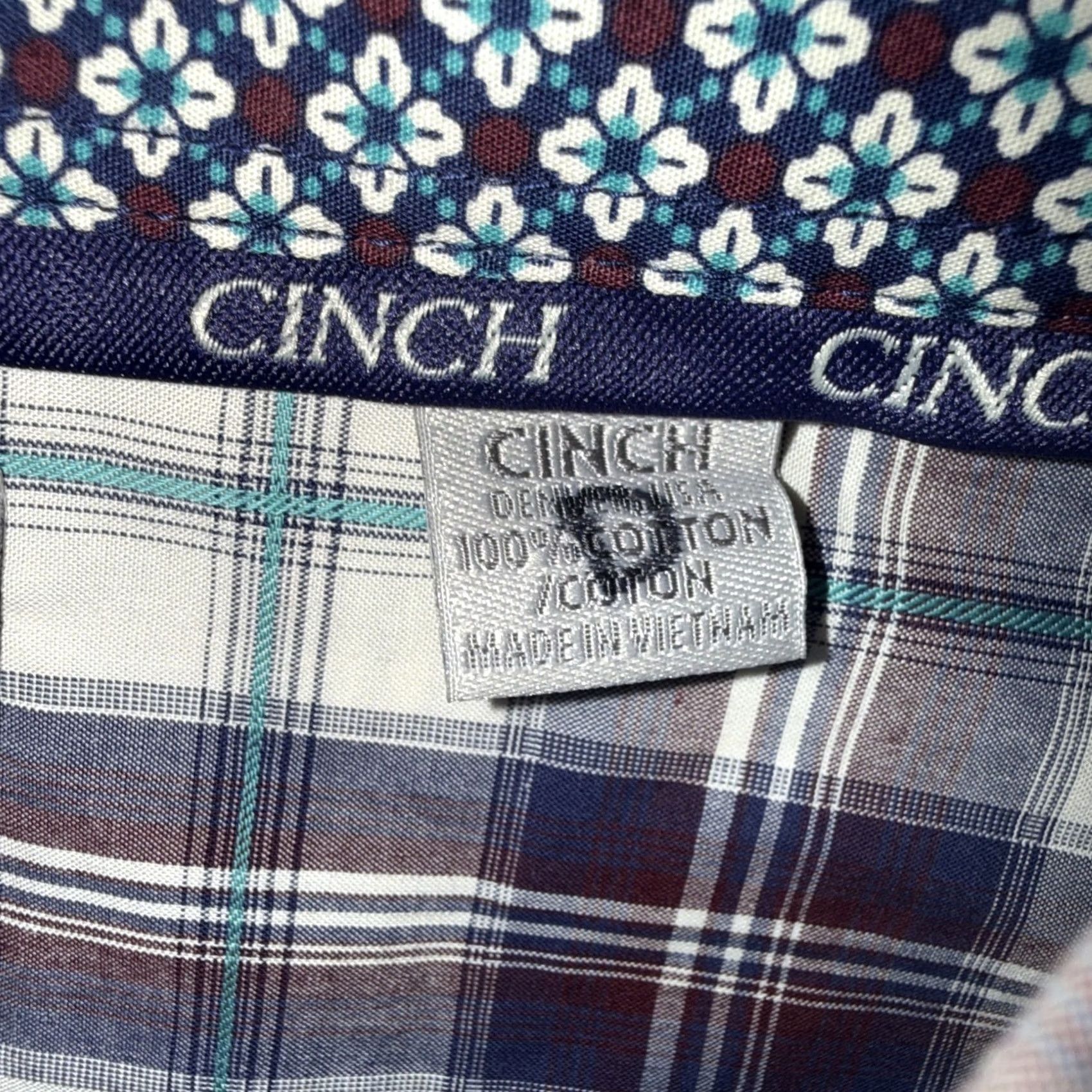 Vintage Cinch Shirt Men’s M Purple Cream Plaid Button-Up Long Sleeve Western Cowboy Size US M / EU 48-50 / 2 - 5 Thumbnail