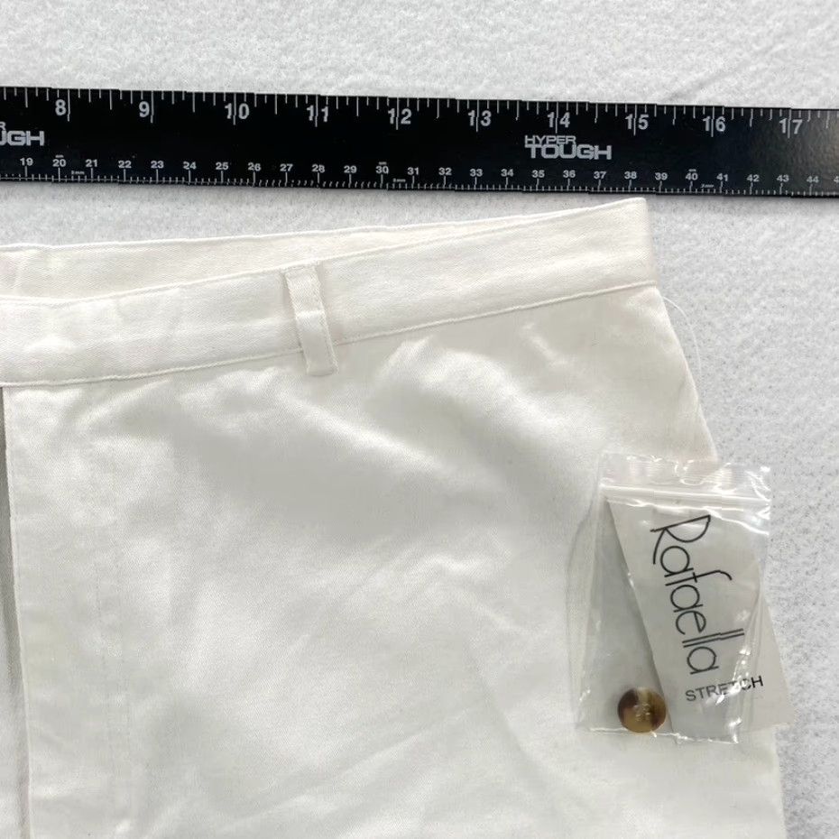 Vintage Rafaella Pants White Stretch Twill Straight Leg High Rise 10 NWT Womens Dress Pants Regular Inseam 23 in Size 32" / US 10 / IT 46 - 6 Thumbnail
