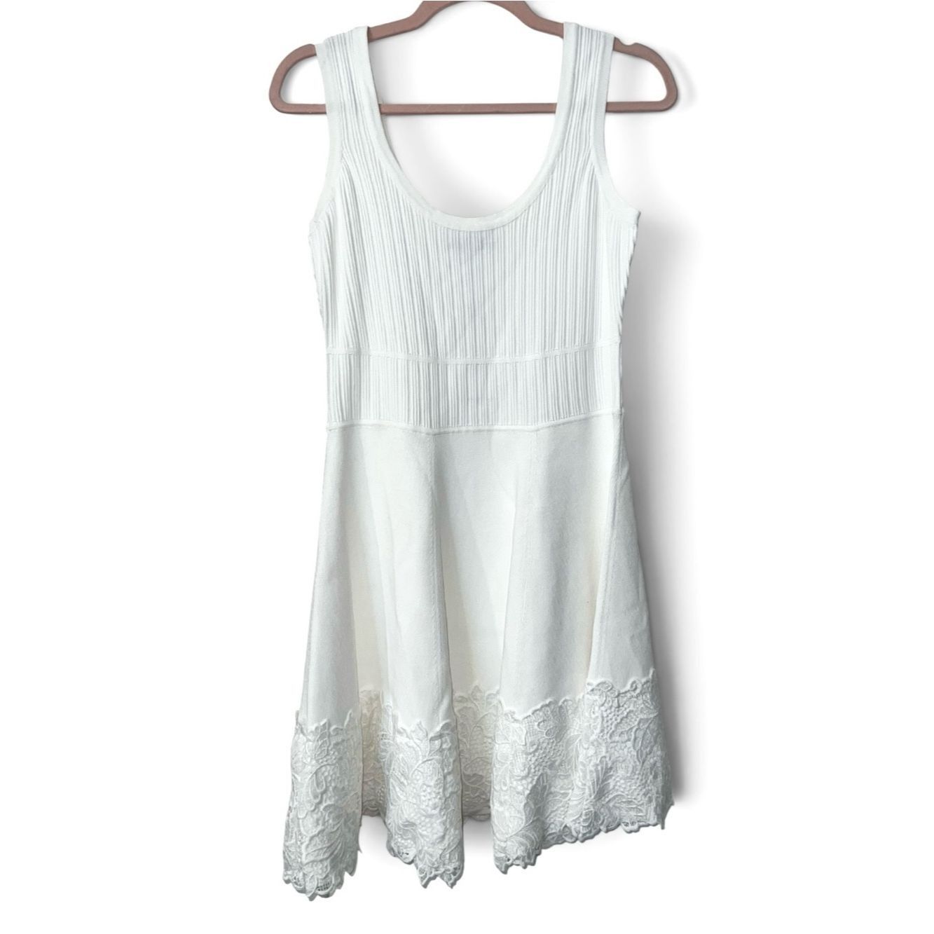 Generation Love Generation Love Orpheus Lace Combo Rib Dress NWT White Medi Size M / US 6-8 / IT 42-44 - 4 Thumbnail