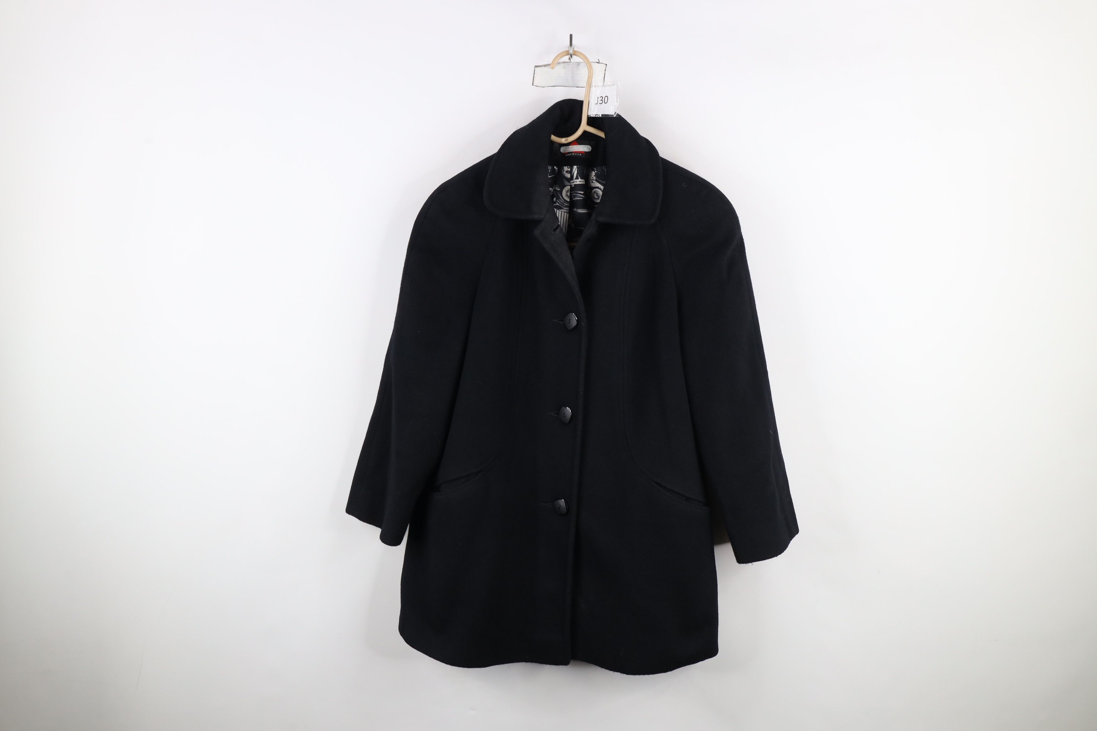 Vintage Vintage 80s 90s Alorna Wool Peacoat Jacket Black USA Size M / US 6-8 / IT 42-44 - 1 Thumbnail