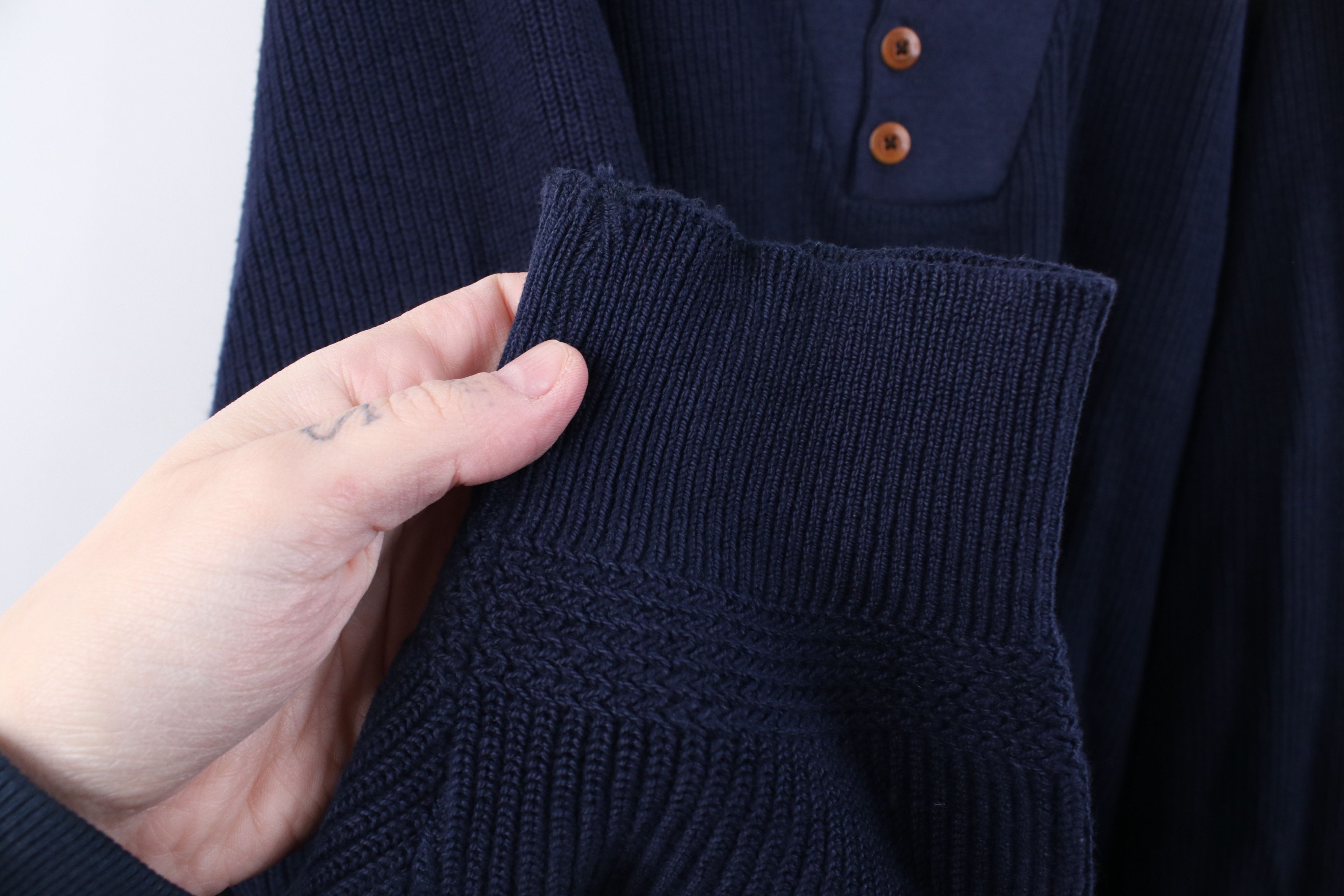 Lands' End Vintage 90s Lands End Cotton Ribbed Knit Henley Sweater USA Size US L / EU 52-54 / 3 - 9 Thumbnail