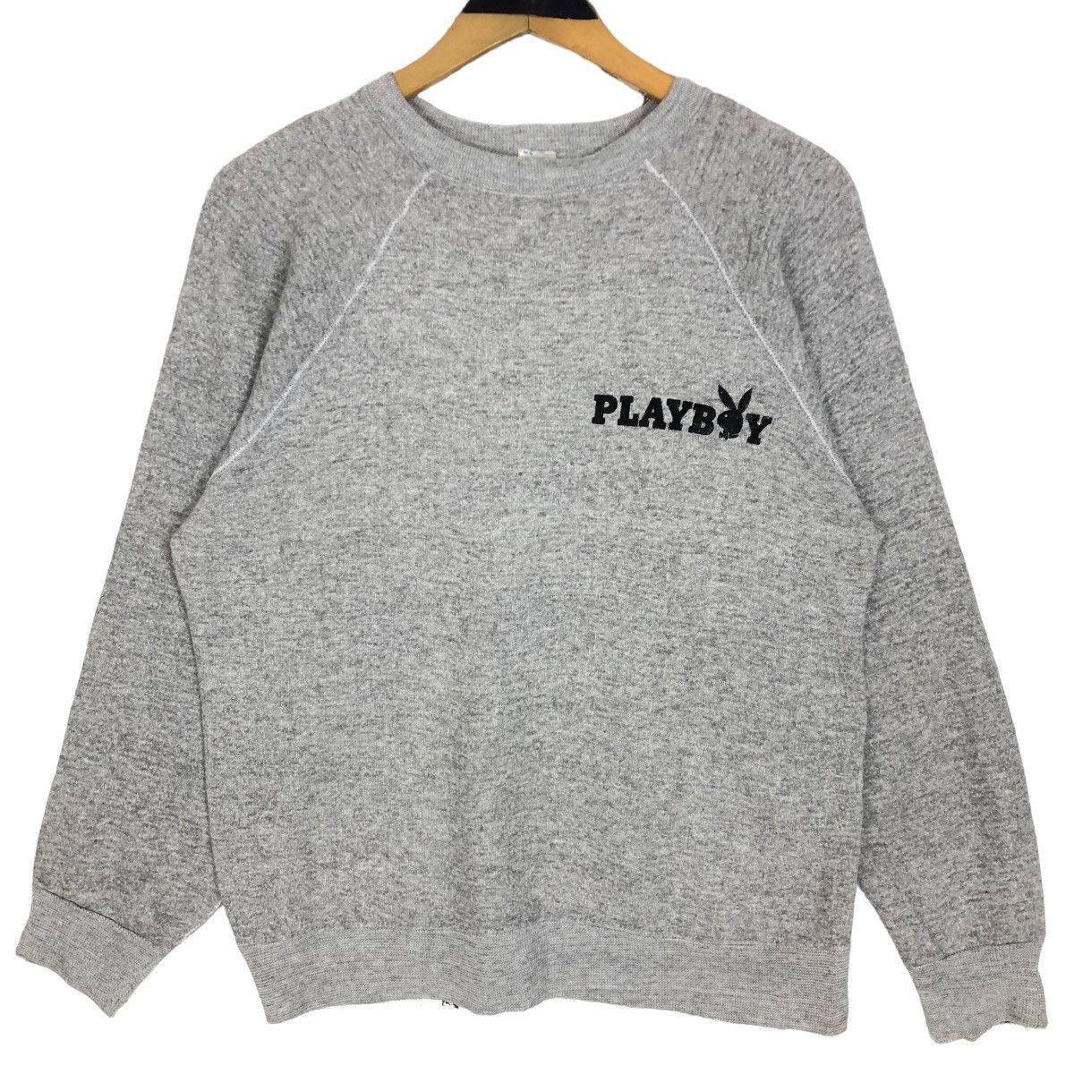 image of Made In USA x Playboy Vintage 80's Playboy Crewneck Sweatshirt Small Logo in Grey, Men's