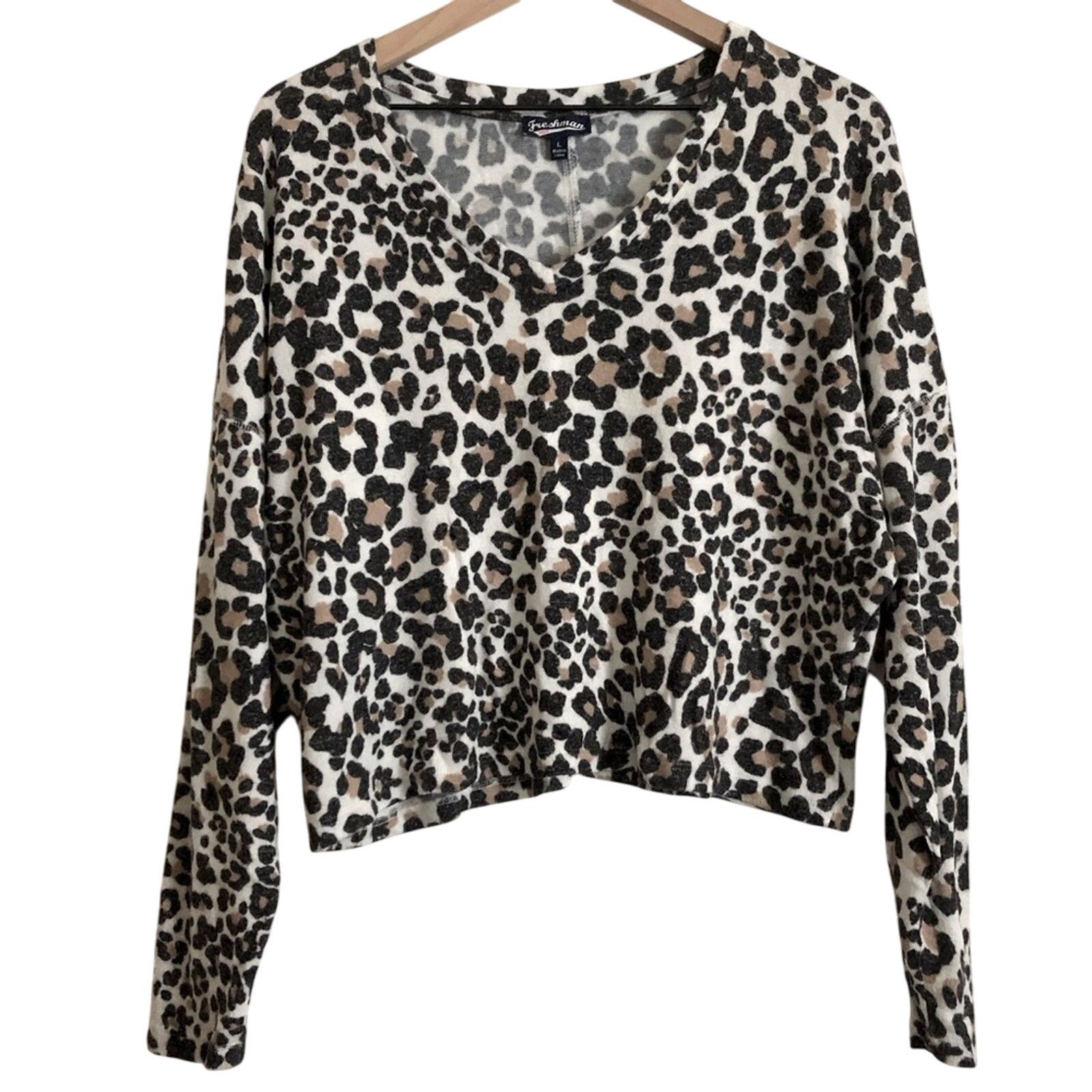 Other Freshman 1996 Leopard Print V-Neck Long Sleeve Sweater Top Size L / US 10 / IT 46 - 1 Thumbnail