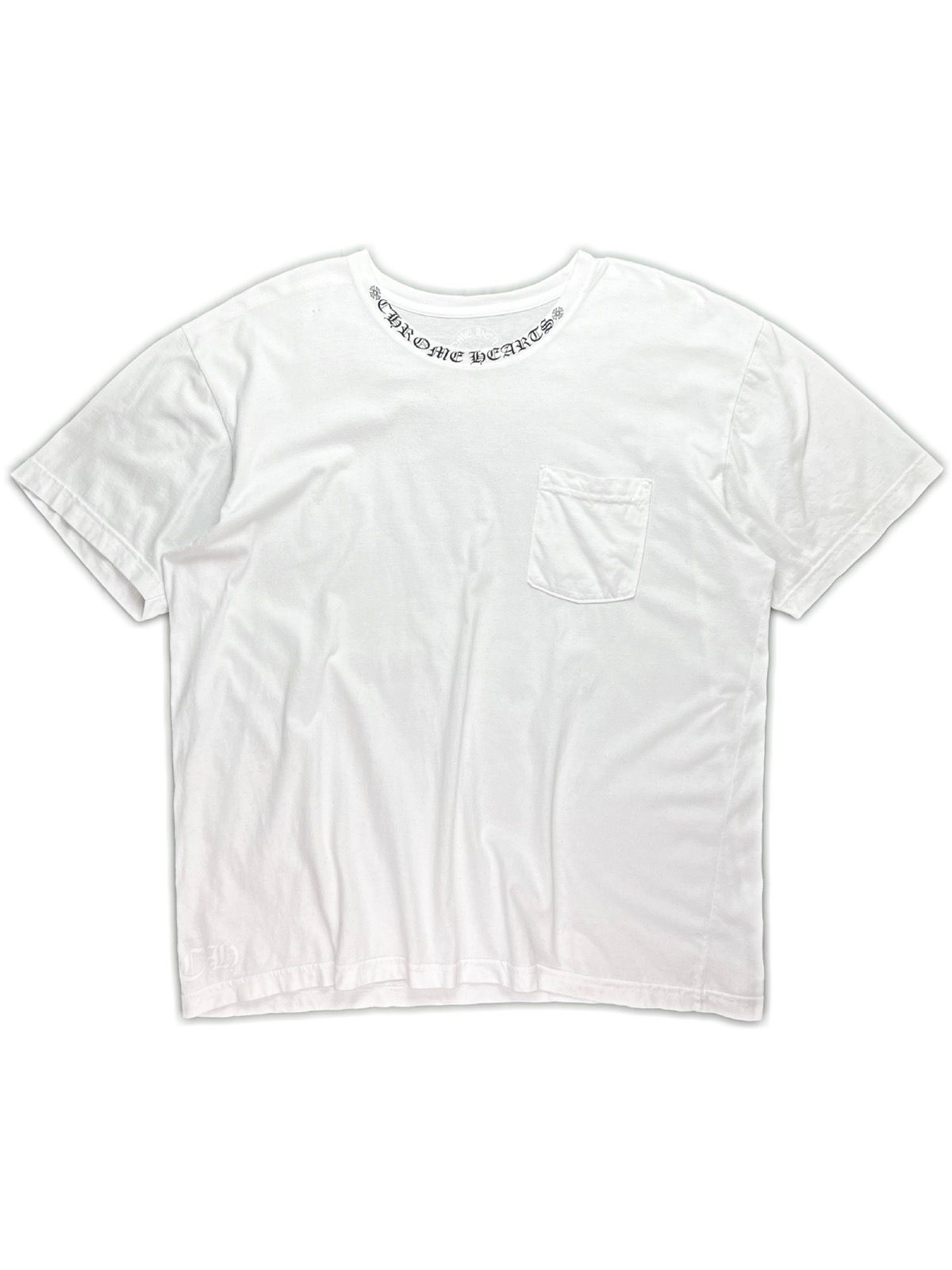 Pre-owned Chrome Hearts Neck Logo Horseshoe Pocket Tshirt White
