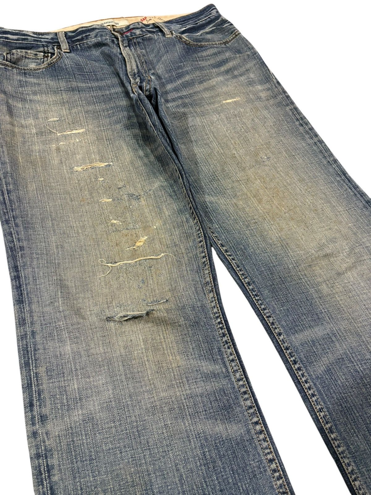 14th Addiction × Gap × Japanese Brand 90s Vtg GAP 10th Anniversary Distressed Faded Straight Jeans Size US 35 - 3 Thumbnail