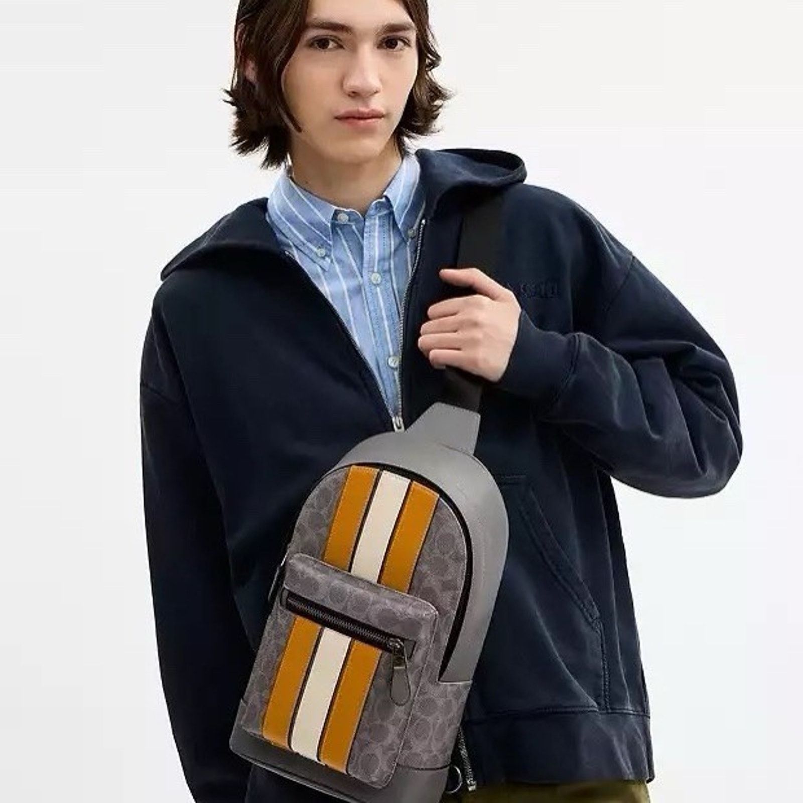 Coach NWT Coach West Pack In Signature Canvas Varsity Stripe CV923 Size ONE SIZE - 5 Thumbnail