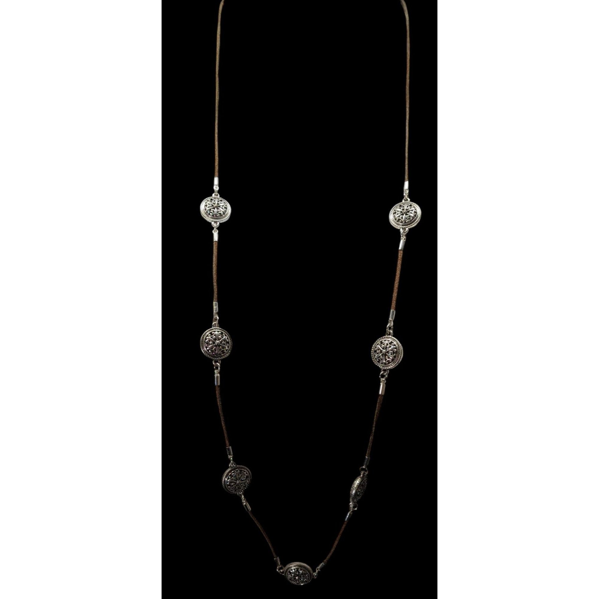 Other 1946 collection Brown And Silver Tone Medallion Station Neck Size ONE SIZE - 2 Thumbnail
