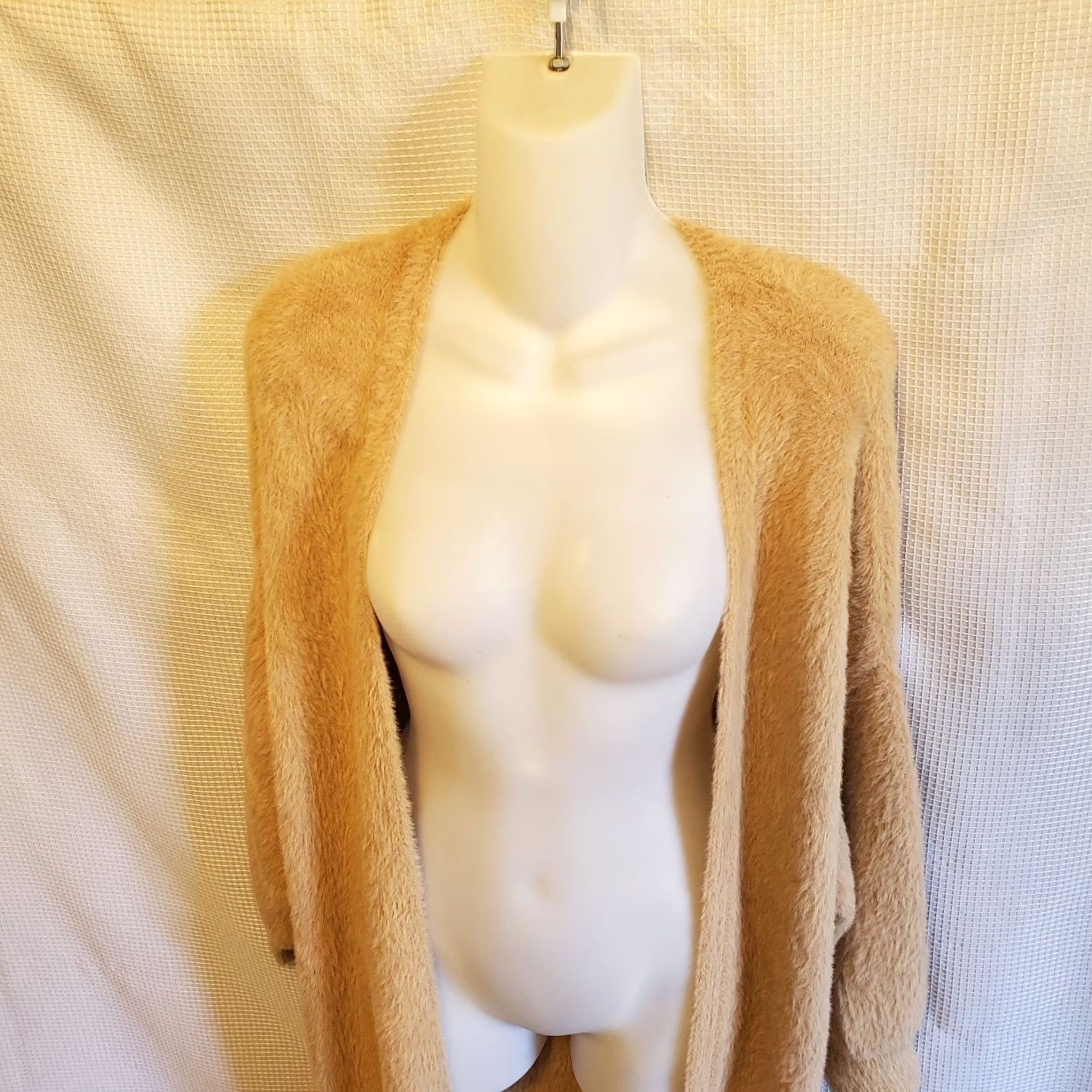 Express Express Cardigan Womens XS Beige Tan Open Duster Fuzzy Knit Super Soft Maxi Size XS / US 0-2 / IT 36-38 - 2 Thumbnail