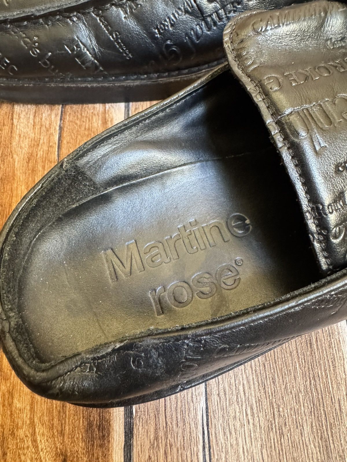 Martine Rose text embossed square toe mules Size US 8.5 / IT 38.5 - 10 Thumbnail