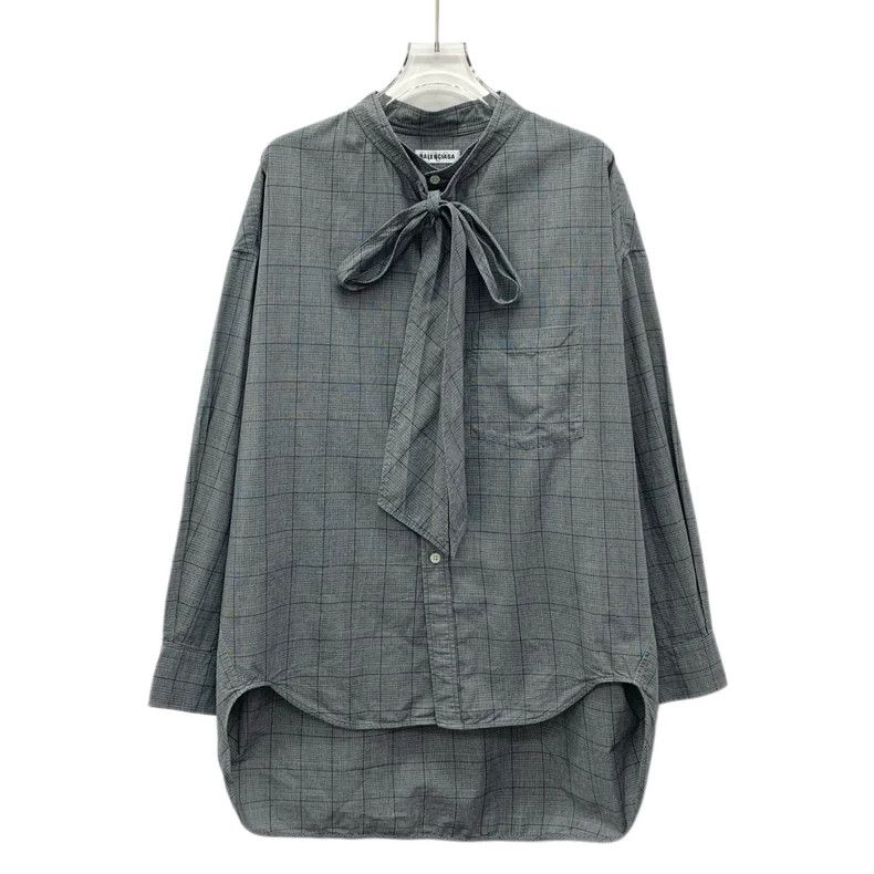 Balenciaga Balenciaga size 36 Grey plaid logo print lace up bow cotto Size XS / US 0-2 / IT 36-38 - 1 Thumbnail