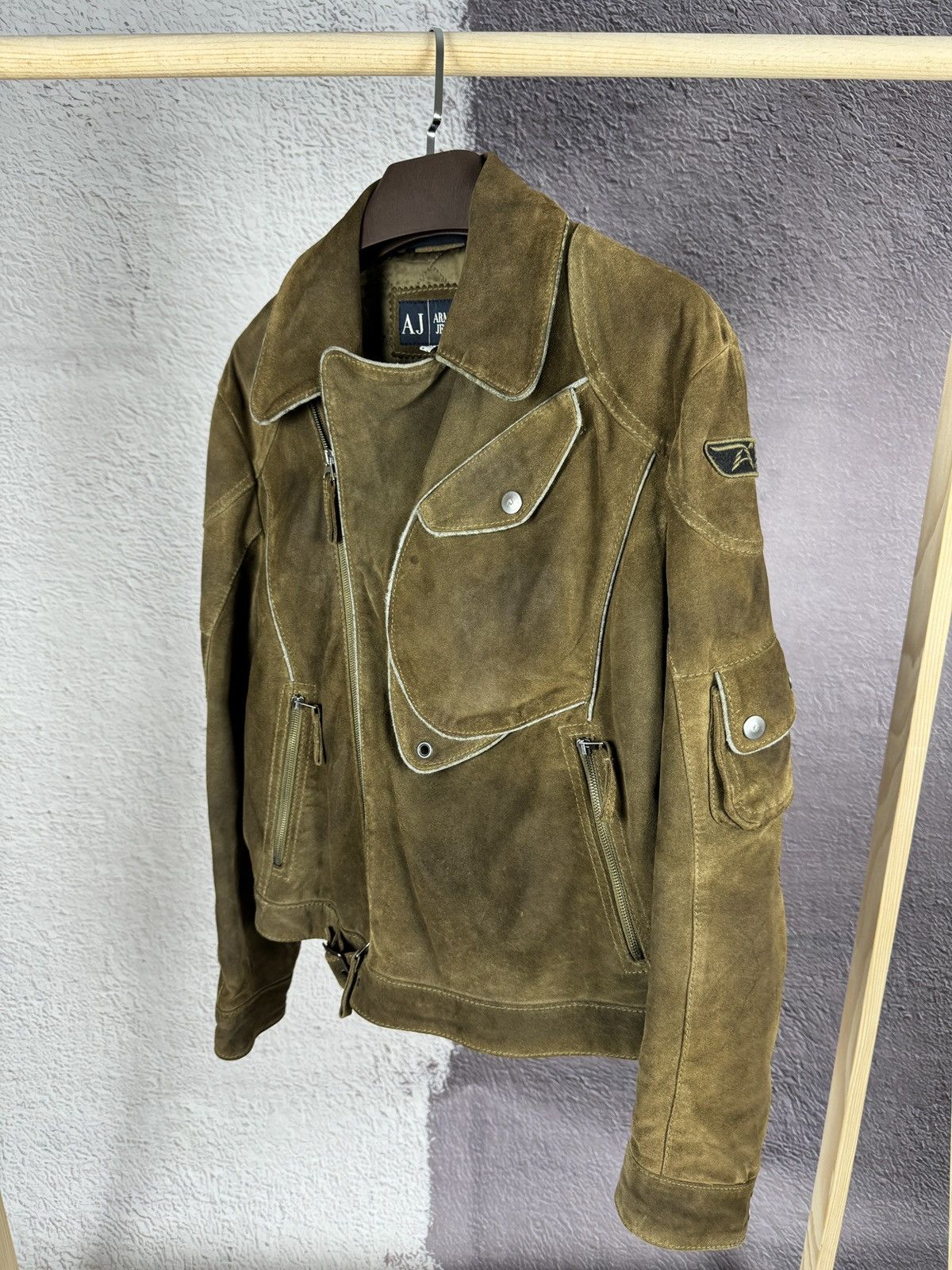 Armani Armani Jeans moto biker frontal pocket leather suede jacket Size US L / EU 52-54 / 3 - 2 Thumbnail