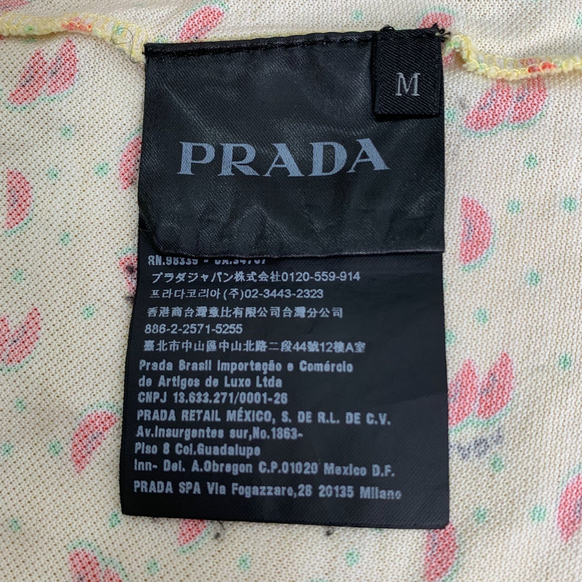 Prada Prada Yellow Watermelon Print Short Sleeve Polo Shirt (Size Size US M / EU 48-50 / 2 - 2 Thumbnail