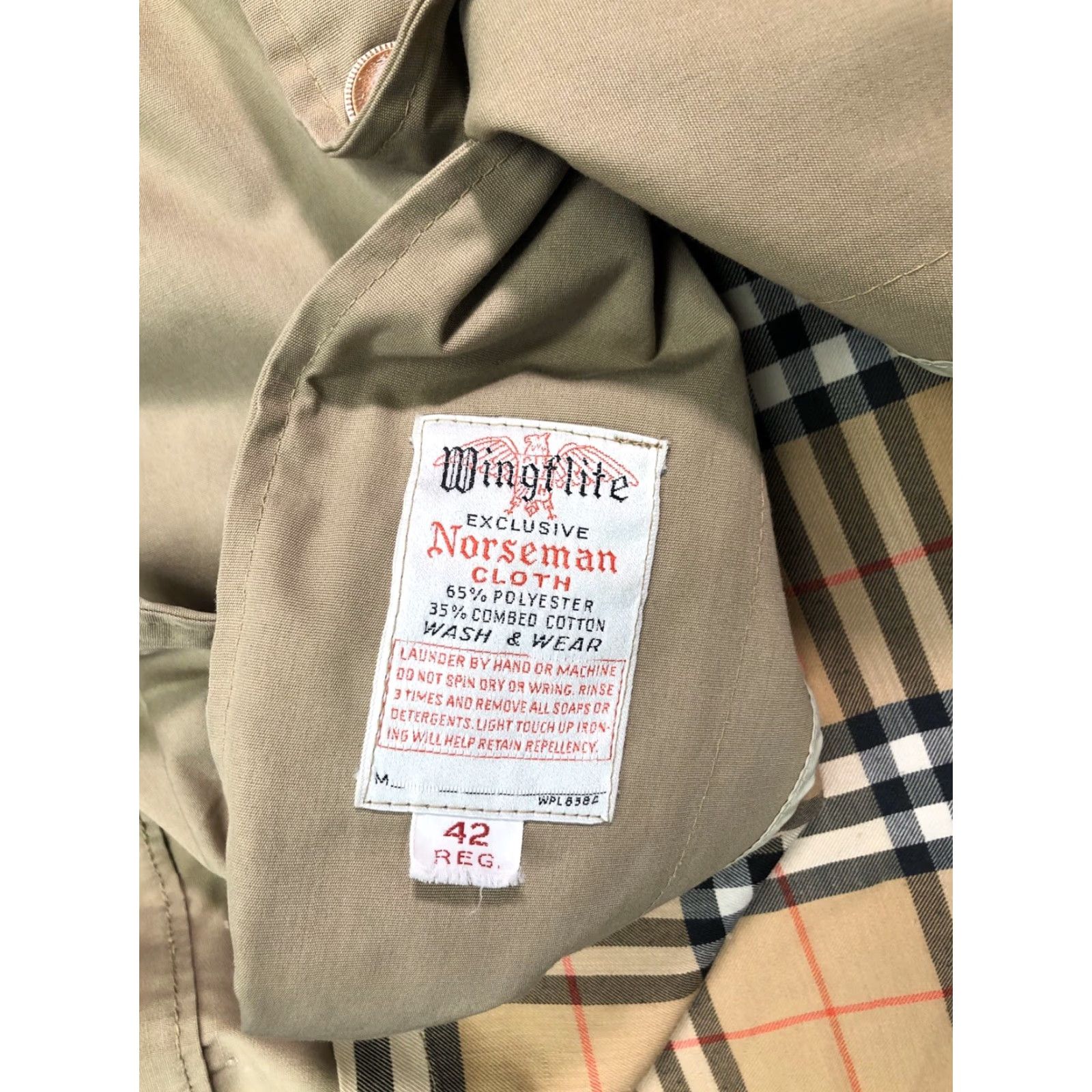 Vintage VTG Wingflite Coat Trench Mens All Weather Khaki Plaid 42 Long Size 42 A21 70s Vintage Size US XS / EU 42 / 0 - 6 Thumbnail