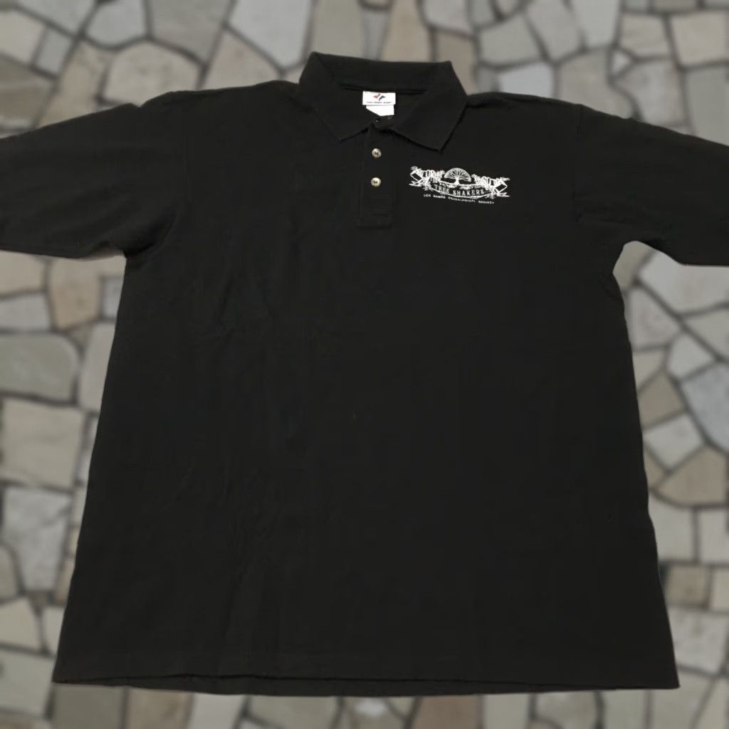 Jerzees Mens LARGE COTTON Jerzees Black Short Sleeve Polo Shirt TREE SHAKERS CLUB Size US L / EU 52-54 / 3 - 1 Thumbnail