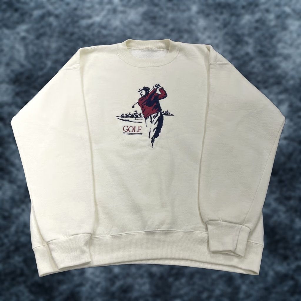 Vintage VINTAGE Golf Sweatshirt Mens XL Ivory Embroidered Logo Fleece USA 90s Size US XL / EU 56 / 4 - 1 Thumbnail