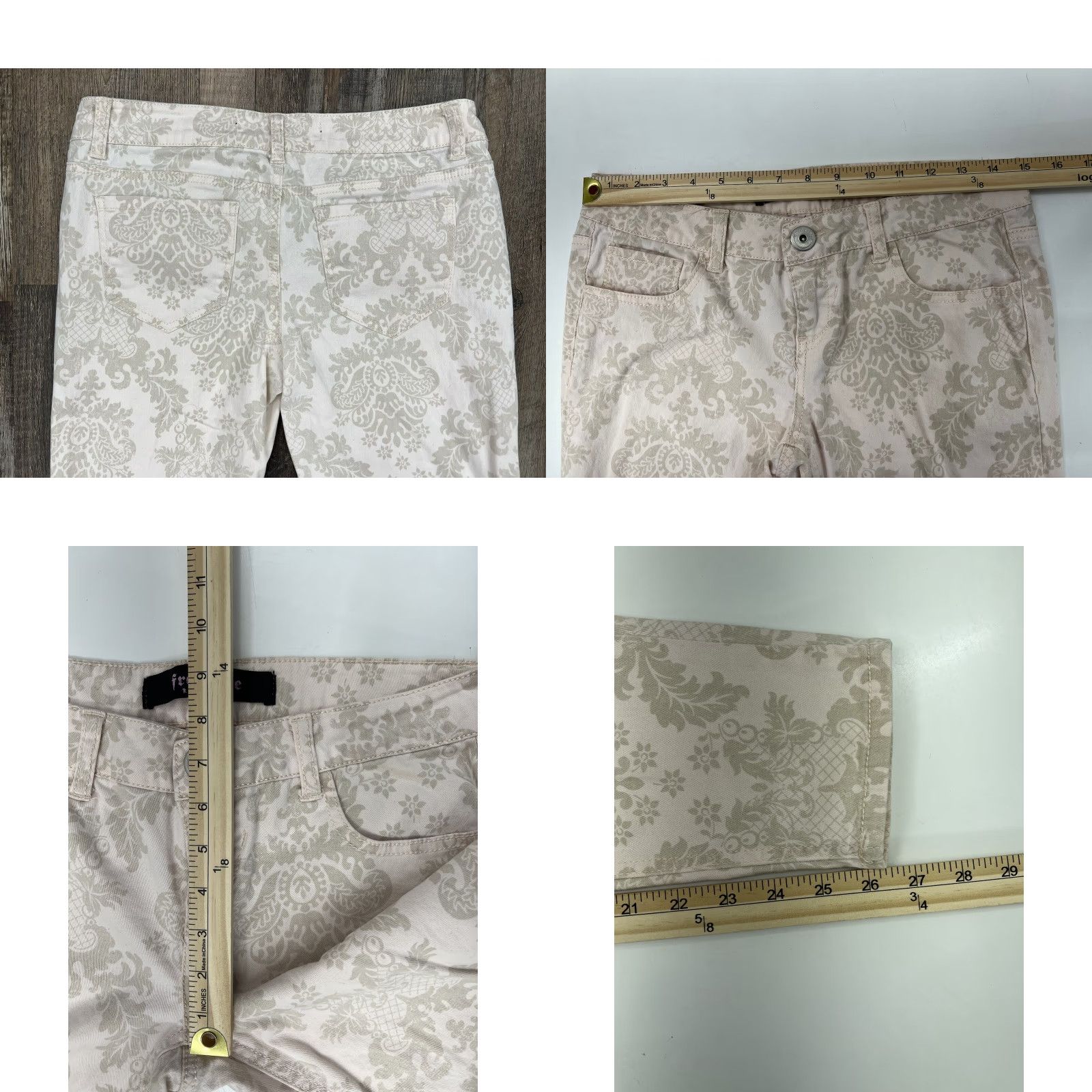 Vintage Freestyle Revolution Jeans Denim Skinny Damask Twill Light Pink & Brown Size 9 Juniors Women’s 5-Pocket Denim Skinny Jeans Distressed: No Baggy: No Size 30" / US 8 / IT 44 - 8 Thumbnail