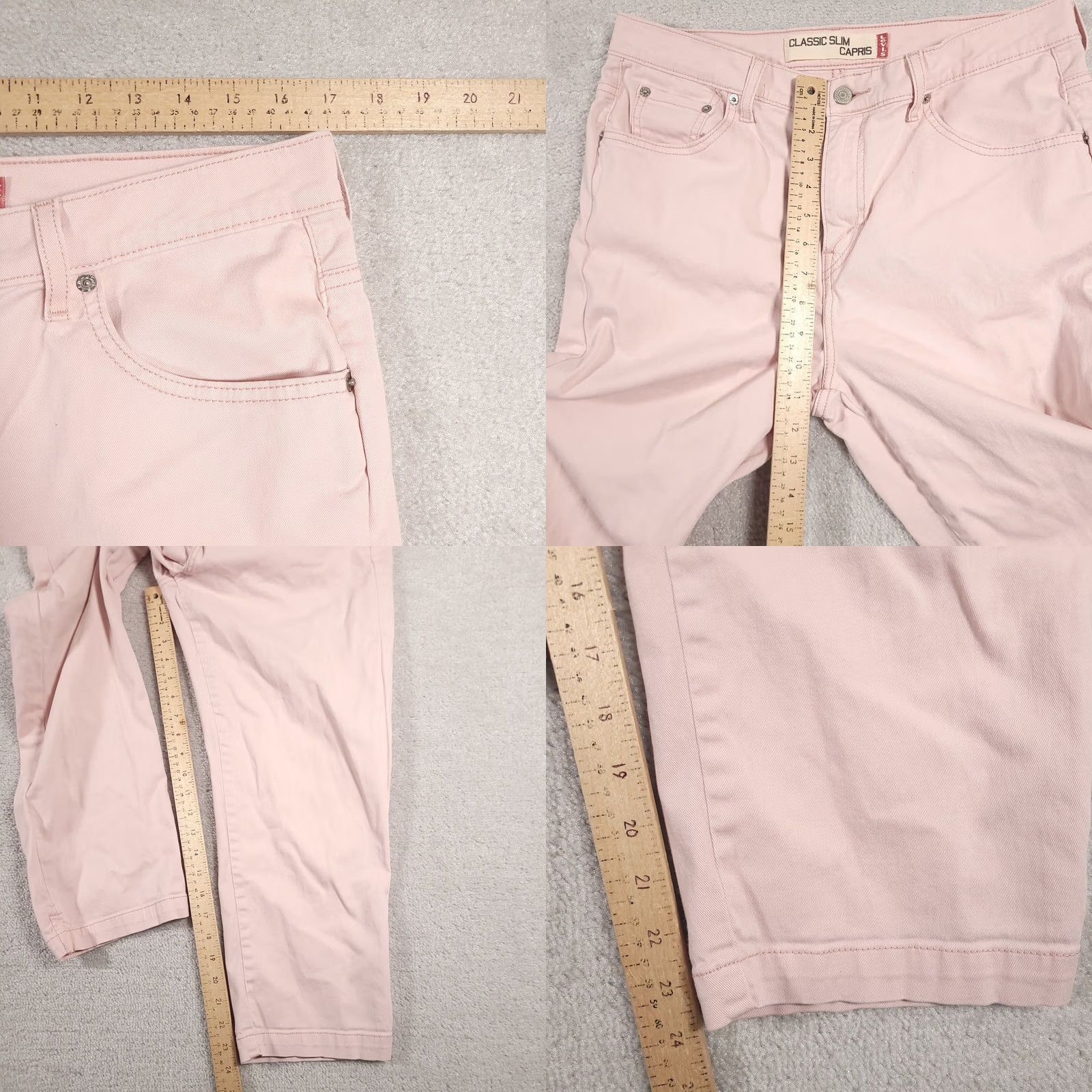 Levi's Levi's Classic Slim Capris Womens 18 Pink Stretch Cropped Pants Casual Summer Capris Slit Pockets Logo Button Denim Cotton Spandex Slim Size 28" / US 6 / IT 42 - 8 Thumbnail