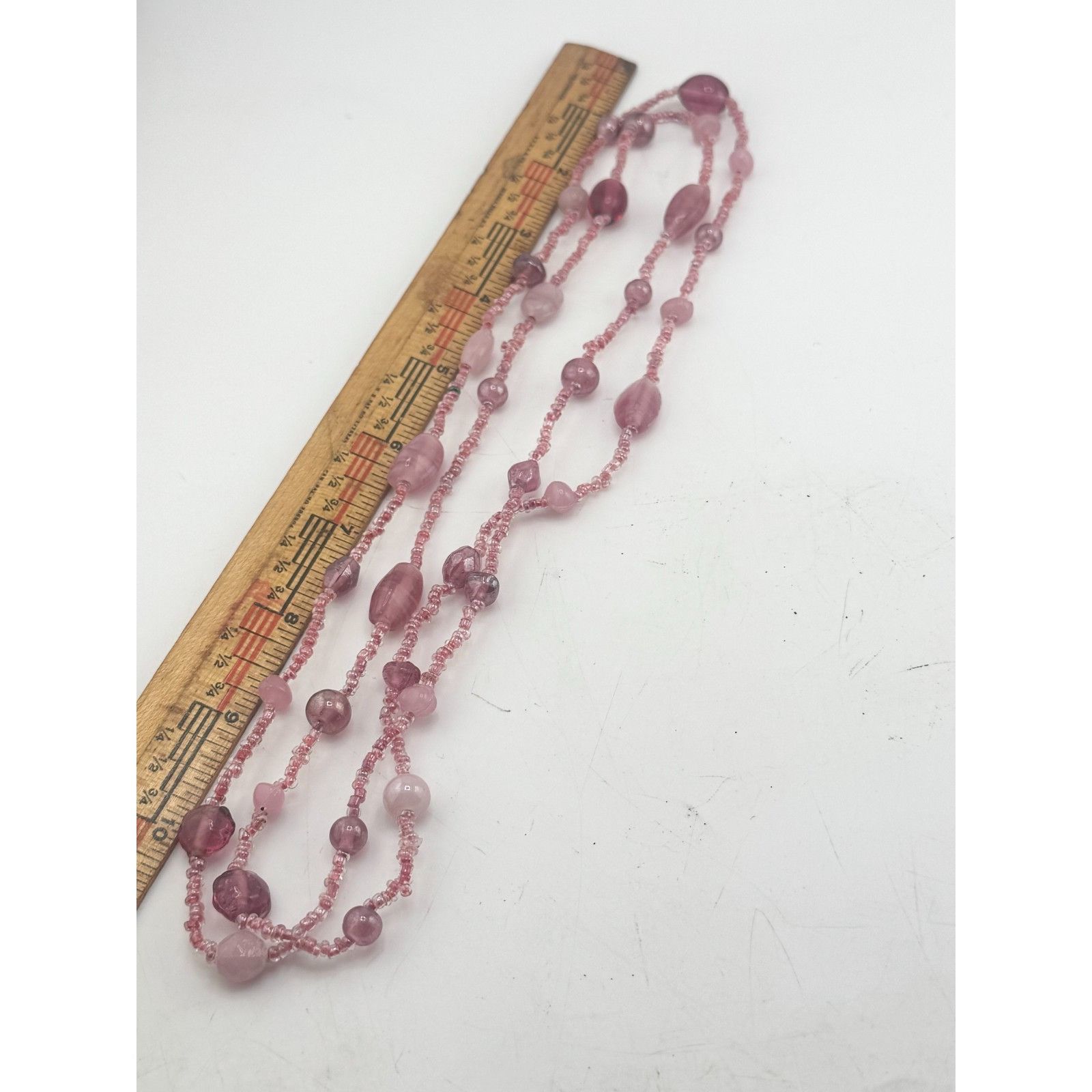Vintage Vintage pink beaded glass necklace beads Size ONE SIZE - 4 Thumbnail