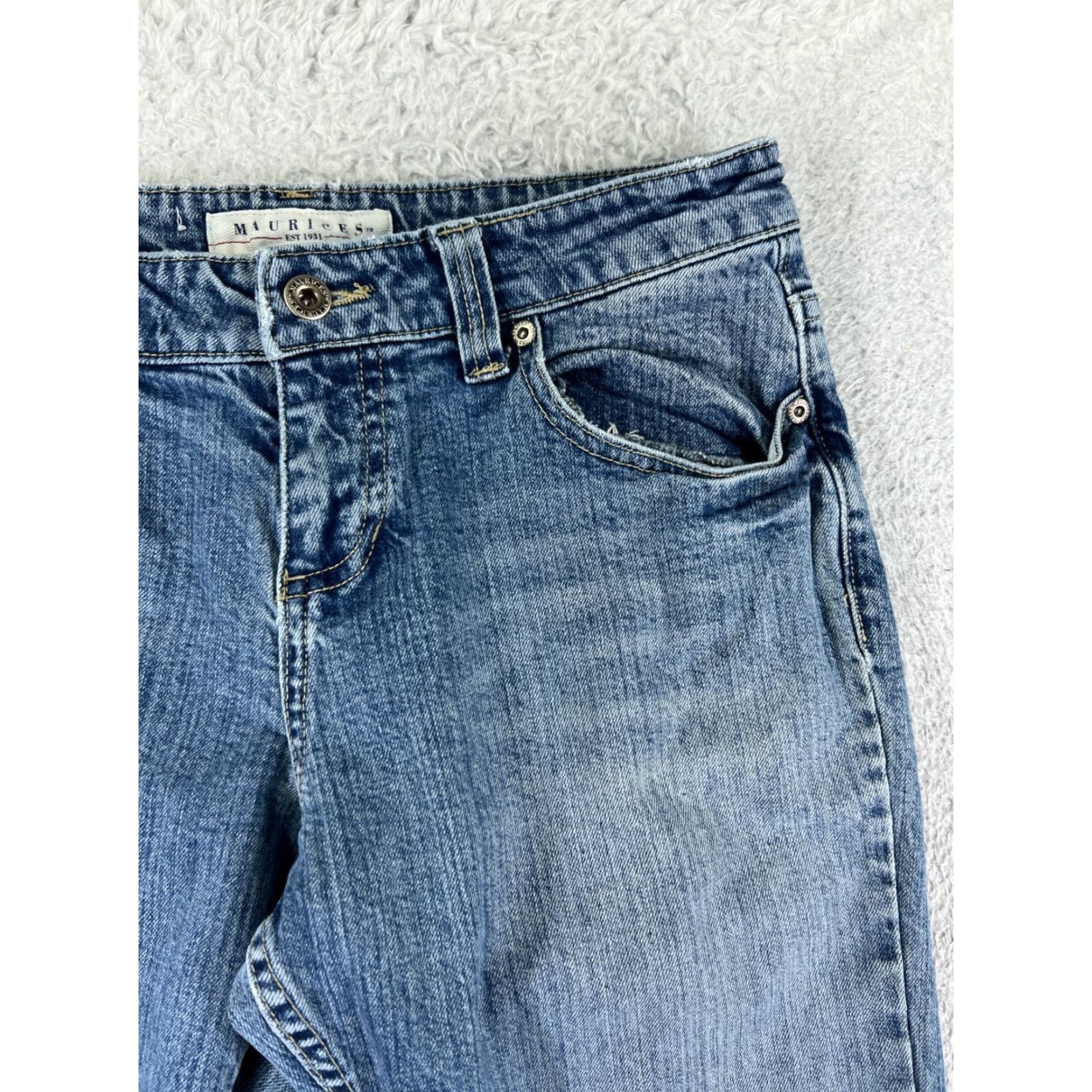 Vintage Maurices Jeans Women 5 Denim Bootcut Mid Rise 26 Blue Cotton 5-Pocket Distressed Stretch Vintage: No Women Size 27" / US 4 / IT 40 - 6 Thumbnail