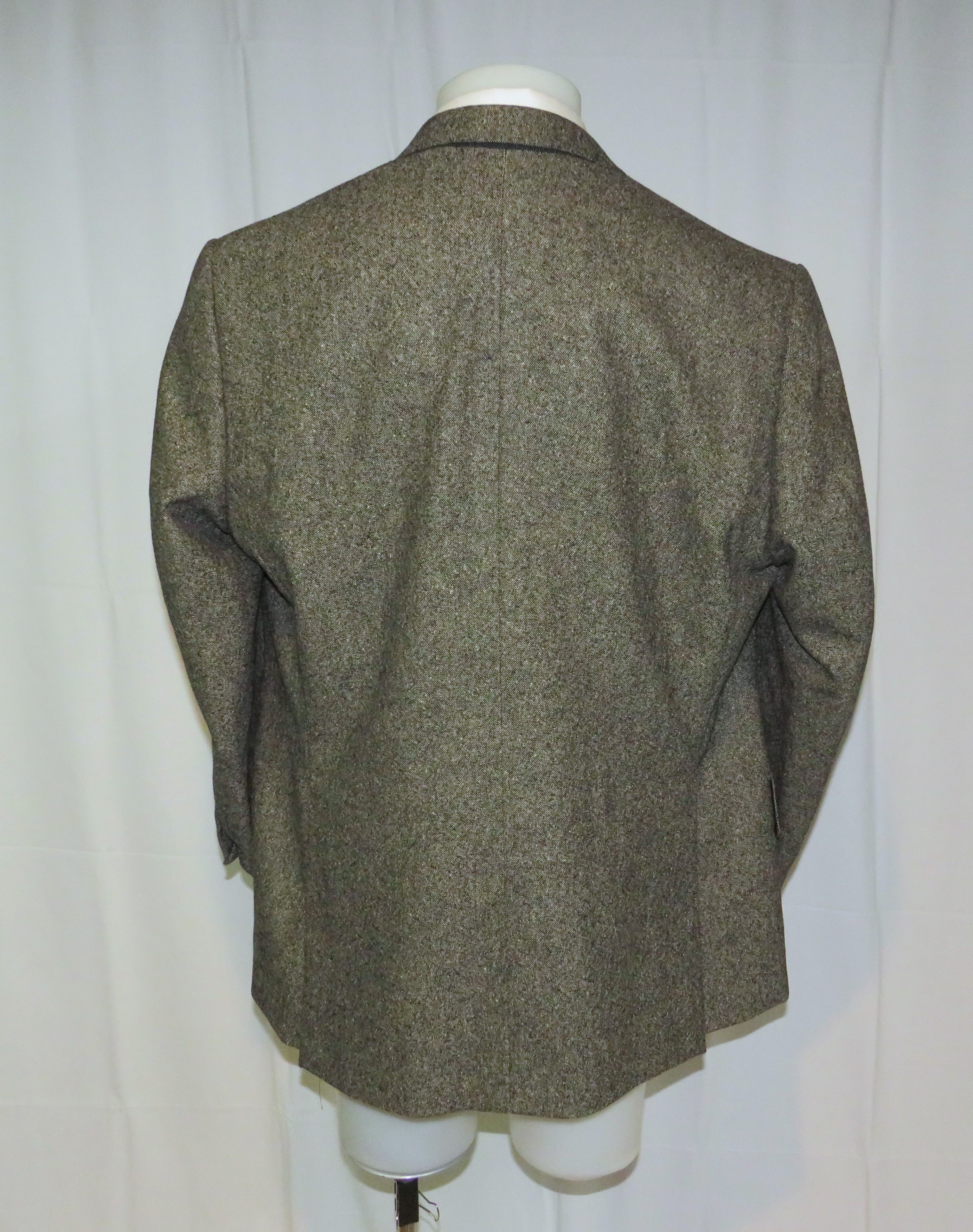 Henry Poole × Savile Row Bespoke Gray Donegal Tweed Two Button Sport Coat 46R Size 46R - 12 Thumbnail
