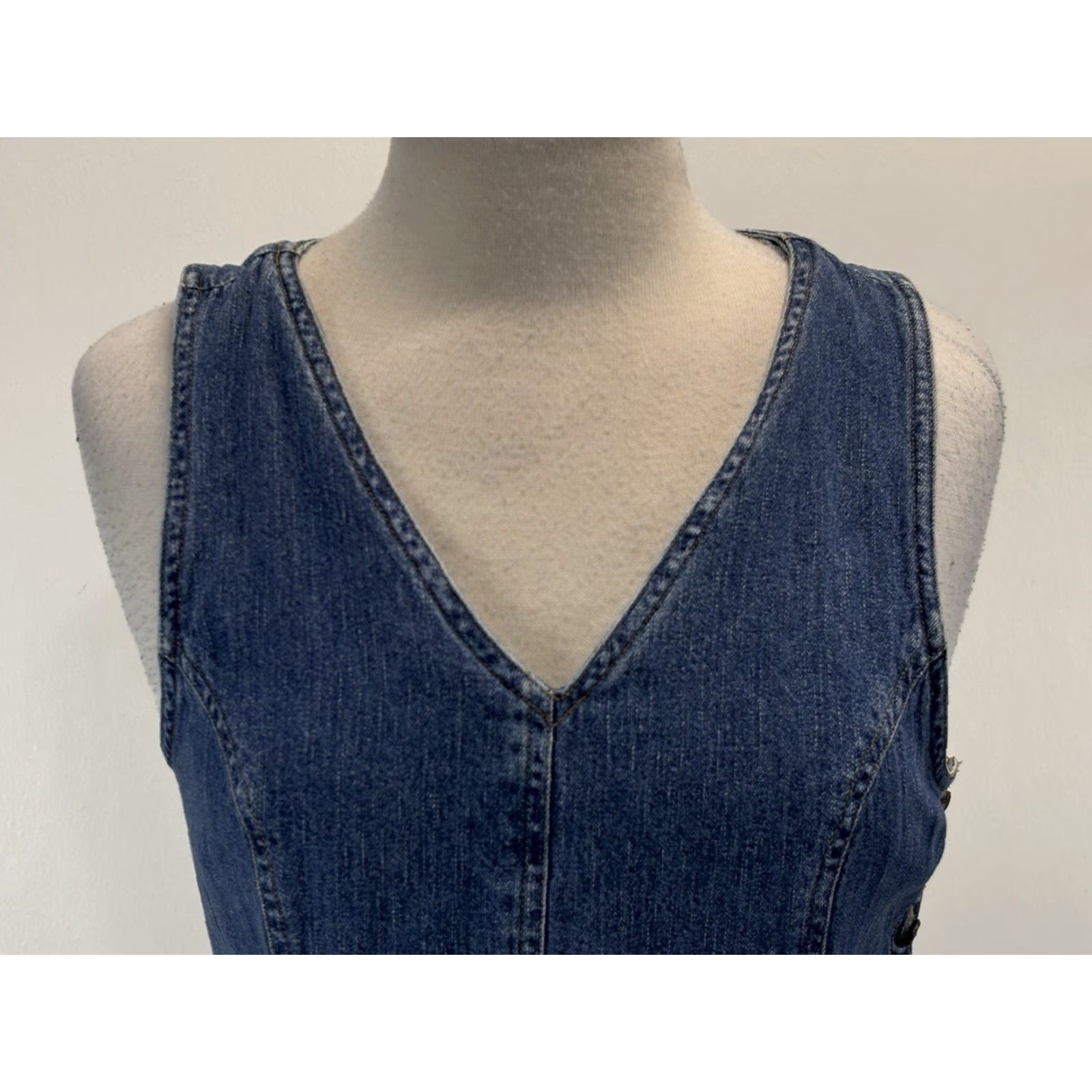 Vintage VINTAGE Bryn Connelly Denim Maxi Jumper Dress Teacher 6P Blue 1990s Petite Casual Size M / US 6-8 / IT 42-44 - 5 Thumbnail