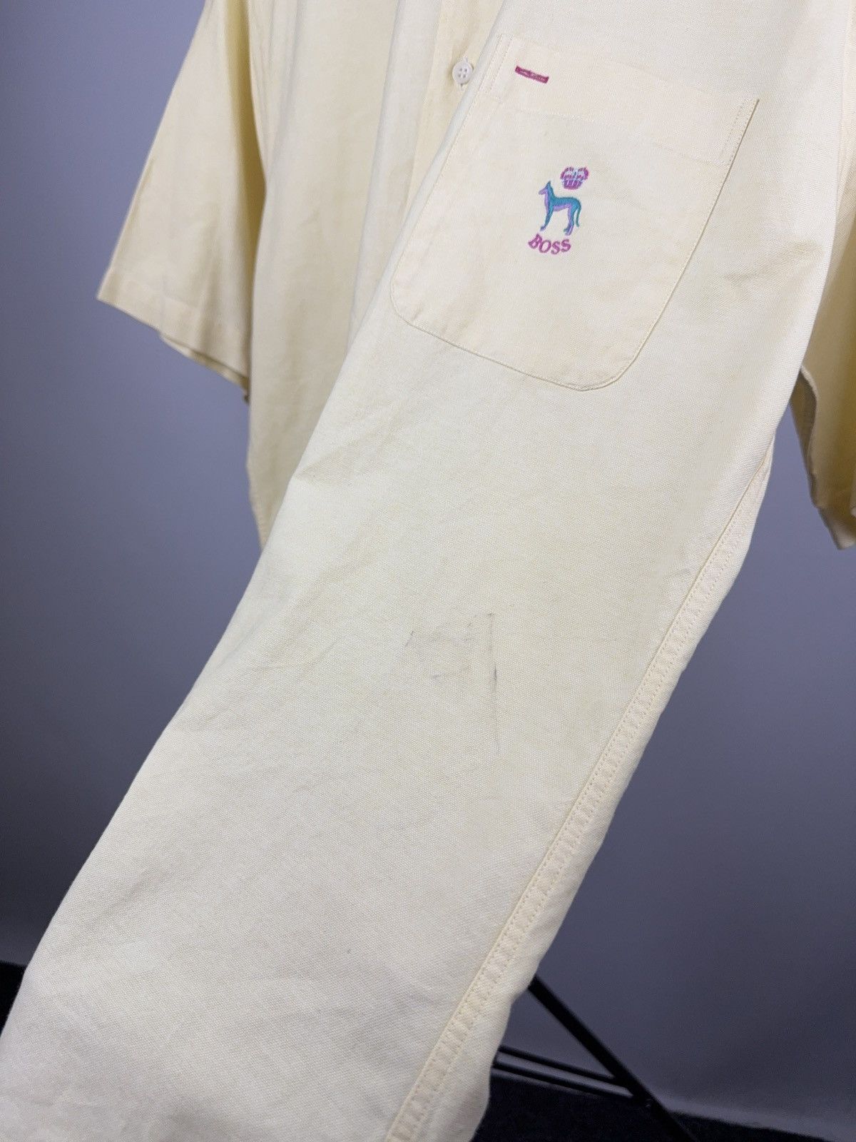 Hugo Boss Vintage 90s Hugo Boss Italy Dog Embroidered Button Shirt 🐾 Size US L / EU 52-54 / 3 - 4 Thumbnail