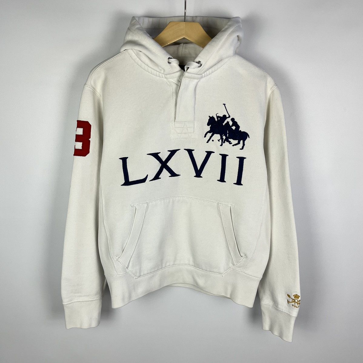 Pre-owned Polo Ralph Lauren T Lxvii Big Logo Hoodie 90's In White