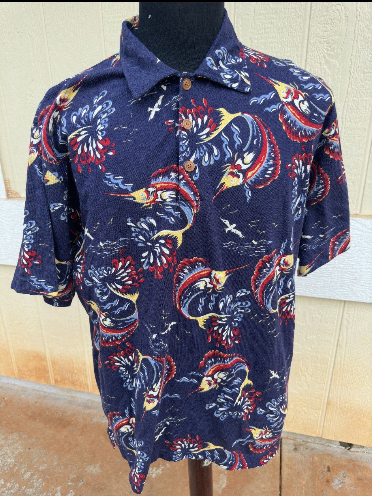 Reyn Spooner Reyn Spooner Hawaiian Print Blue Polo Shirt Men's Medium Size US M / EU 48-50 / 2 - 1 Thumbnail