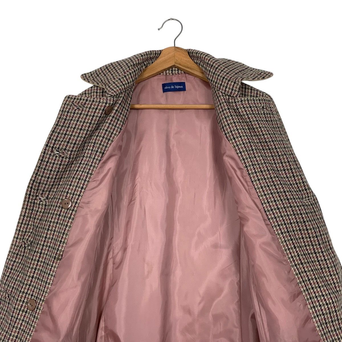 Japanese Brand Reve De Bijoux Double Breasted Houndstooth Tweed Coat Size S / US 4 / IT 40 - 12 Thumbnail