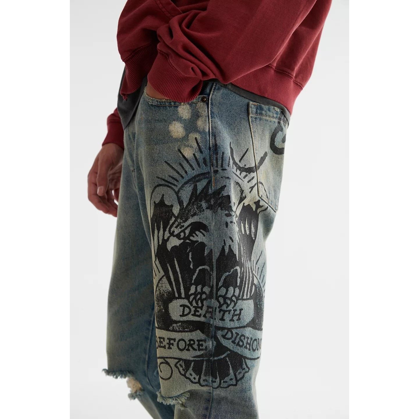 Urban Outfitters New Urban Outfitters Ed Hardy Graphic Slim Taper Jean $175 Size US 32 / EU 48 - 4 Thumbnail